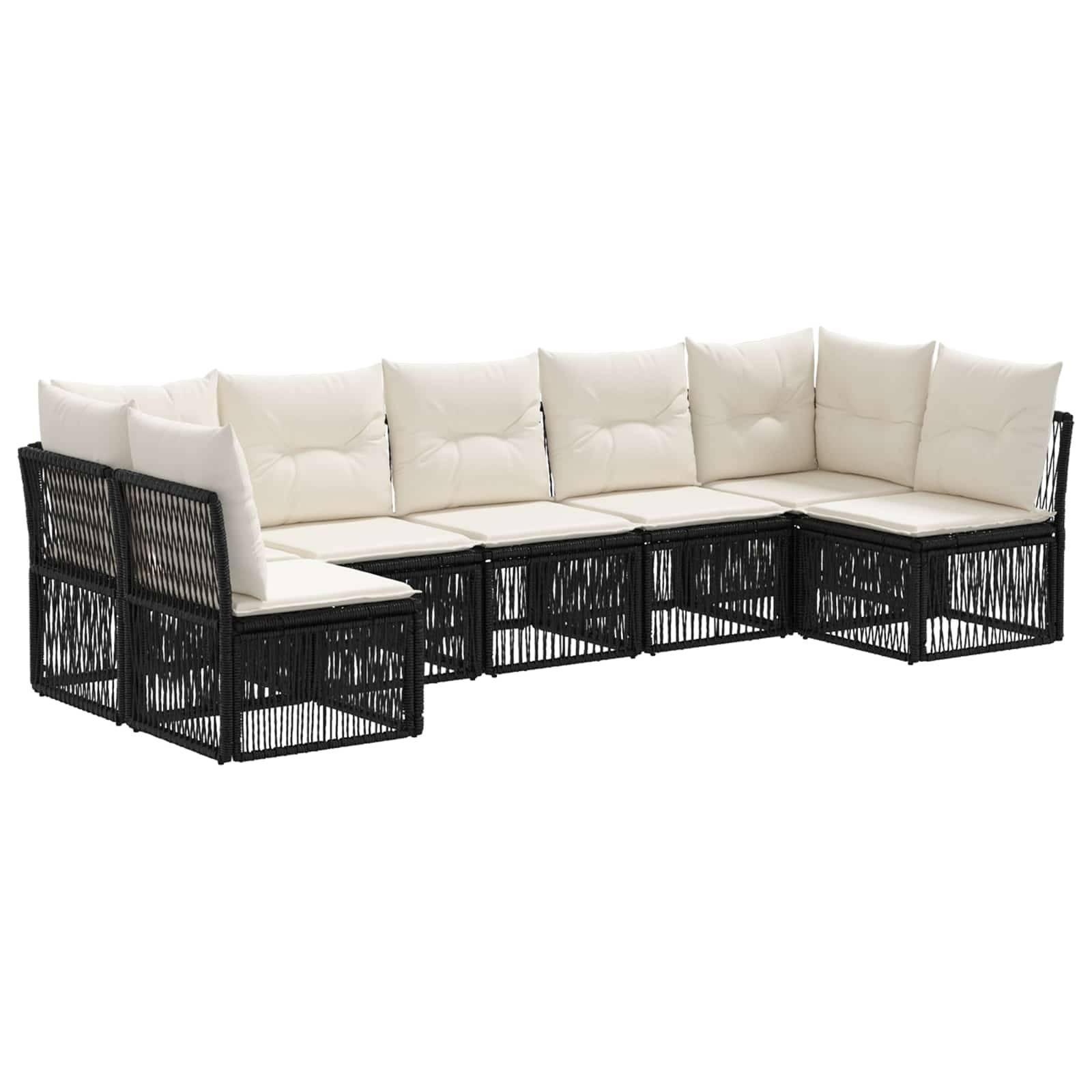 vidaXL Gartensofa-set 7 pcs Schwarz Poly-Rattan