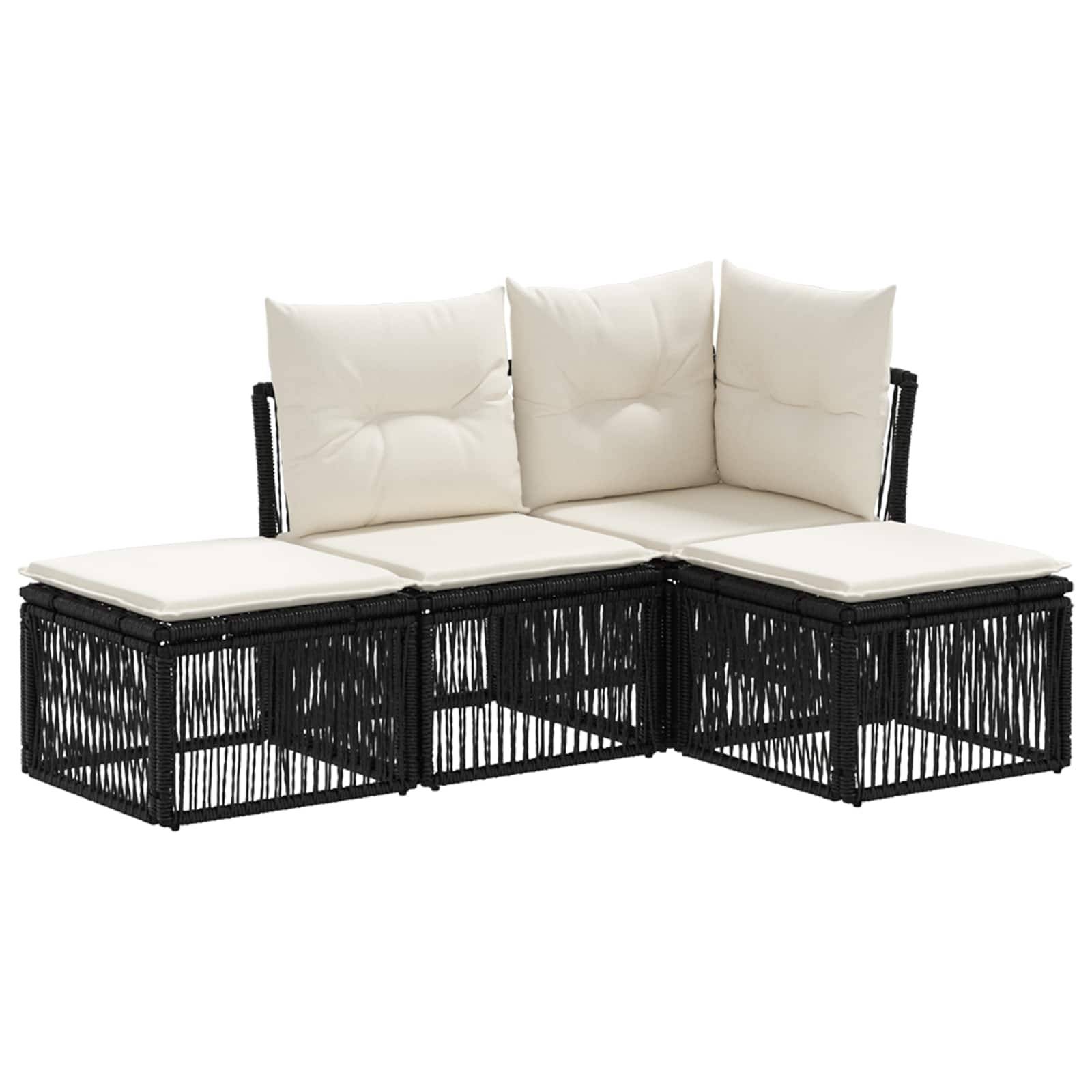 vidaXL Gartensofa-set 4 pcs Schwarz Poly-Rattan