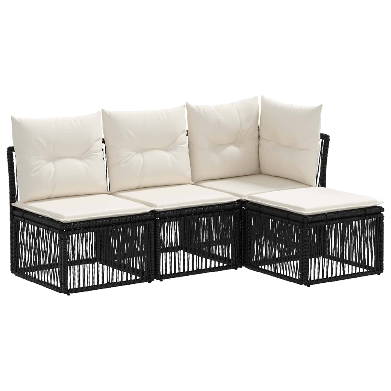 vidaXL Gartensofa-set 4 pcs Schwarz Poly-Rattan