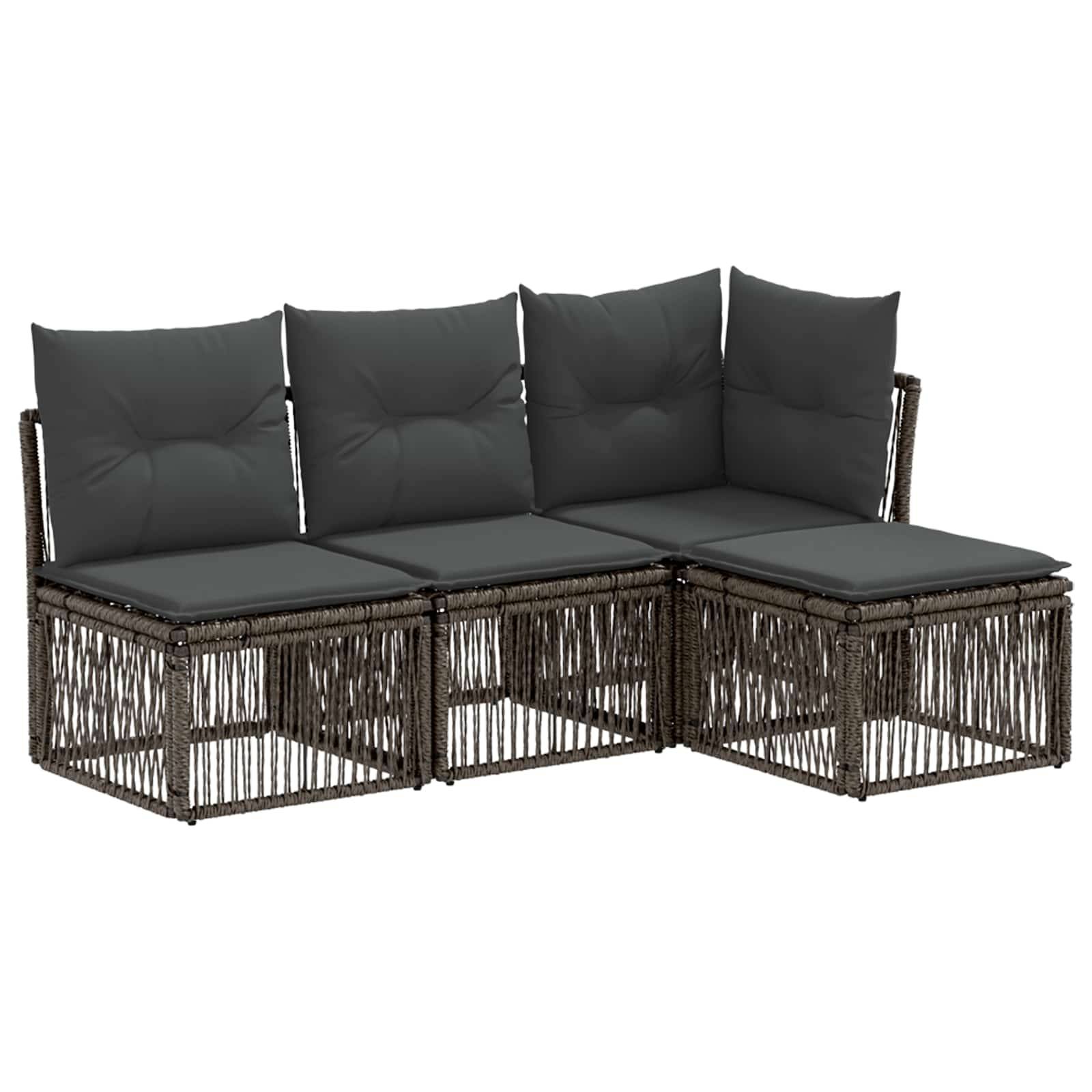 vidaXL Gartensofa-set 4 pcs Grau Poly-Rattan