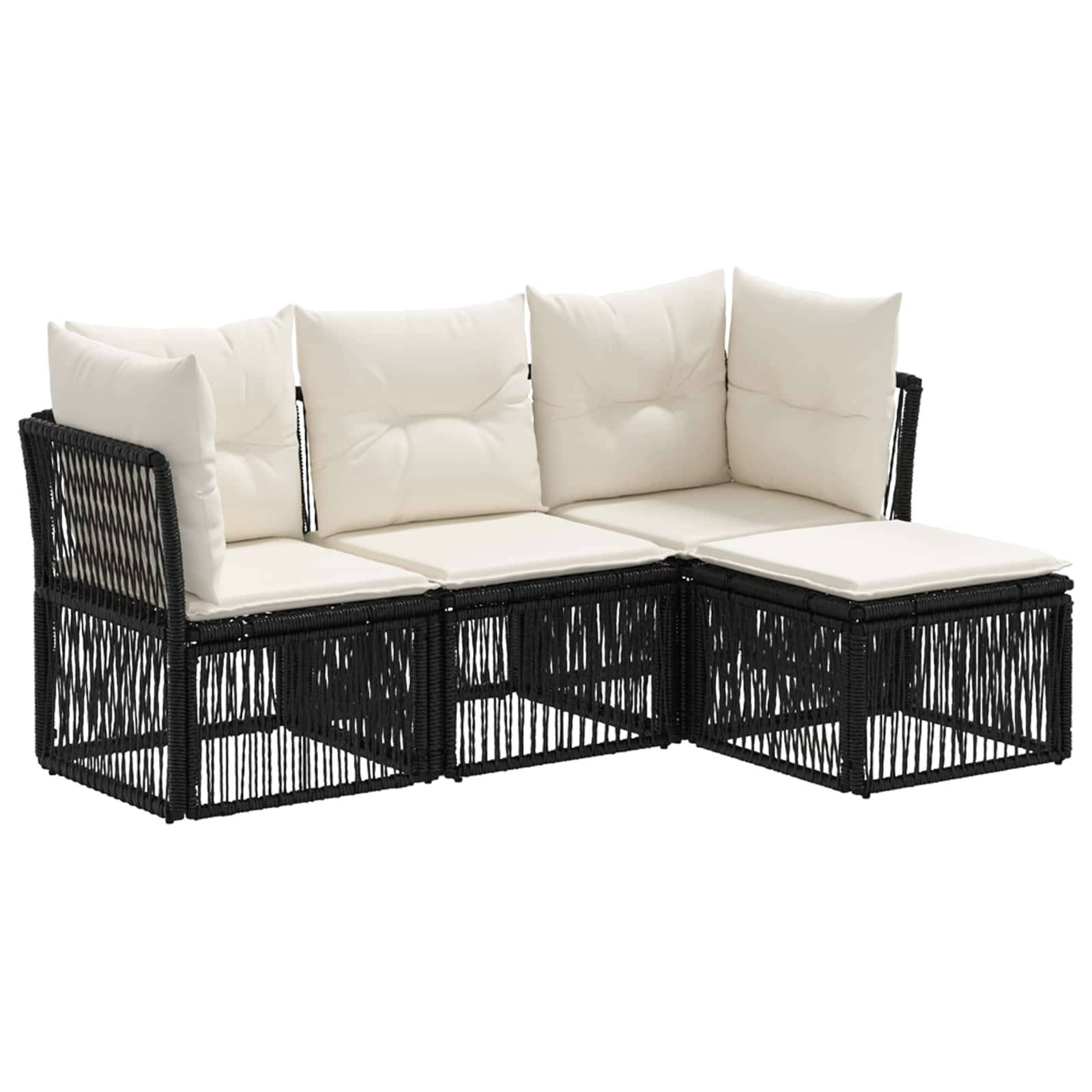 vidaXL Gartensofa-set 4 pcs Schwarz Poly-Rattan
