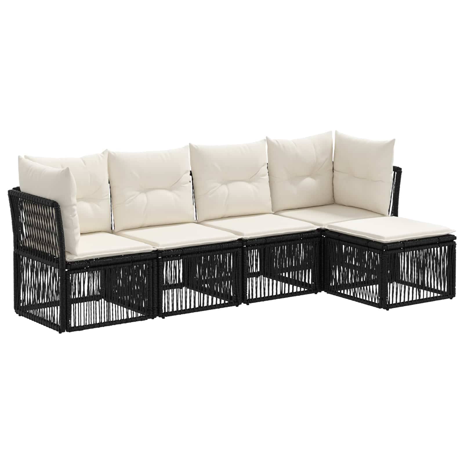 vidaXL Gartensofa-set 5 pcs Schwarz Poly-Rattan