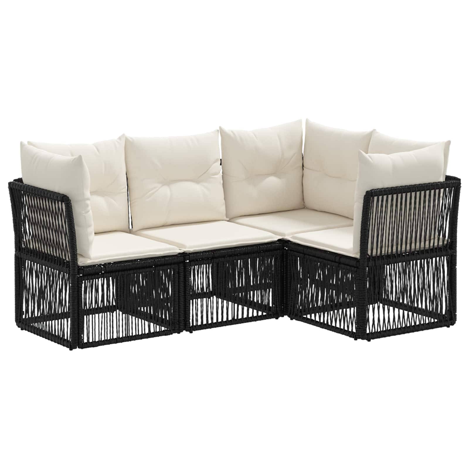 vidaXL Gartensofa-set 4 pcs Schwarz Poly-Rattan