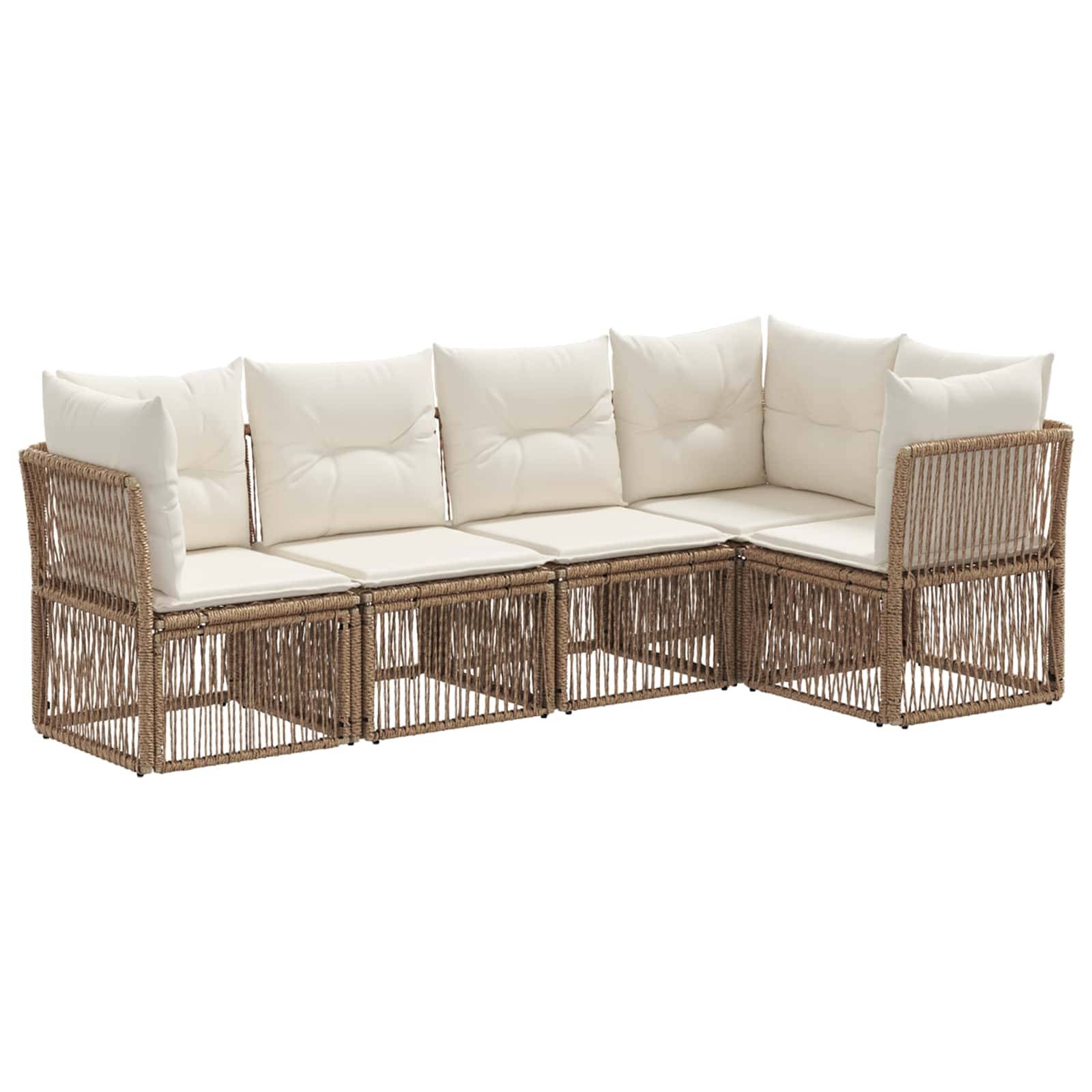 vidaXL Gartensofa-set 5 pcs Beige Poly-Rattan