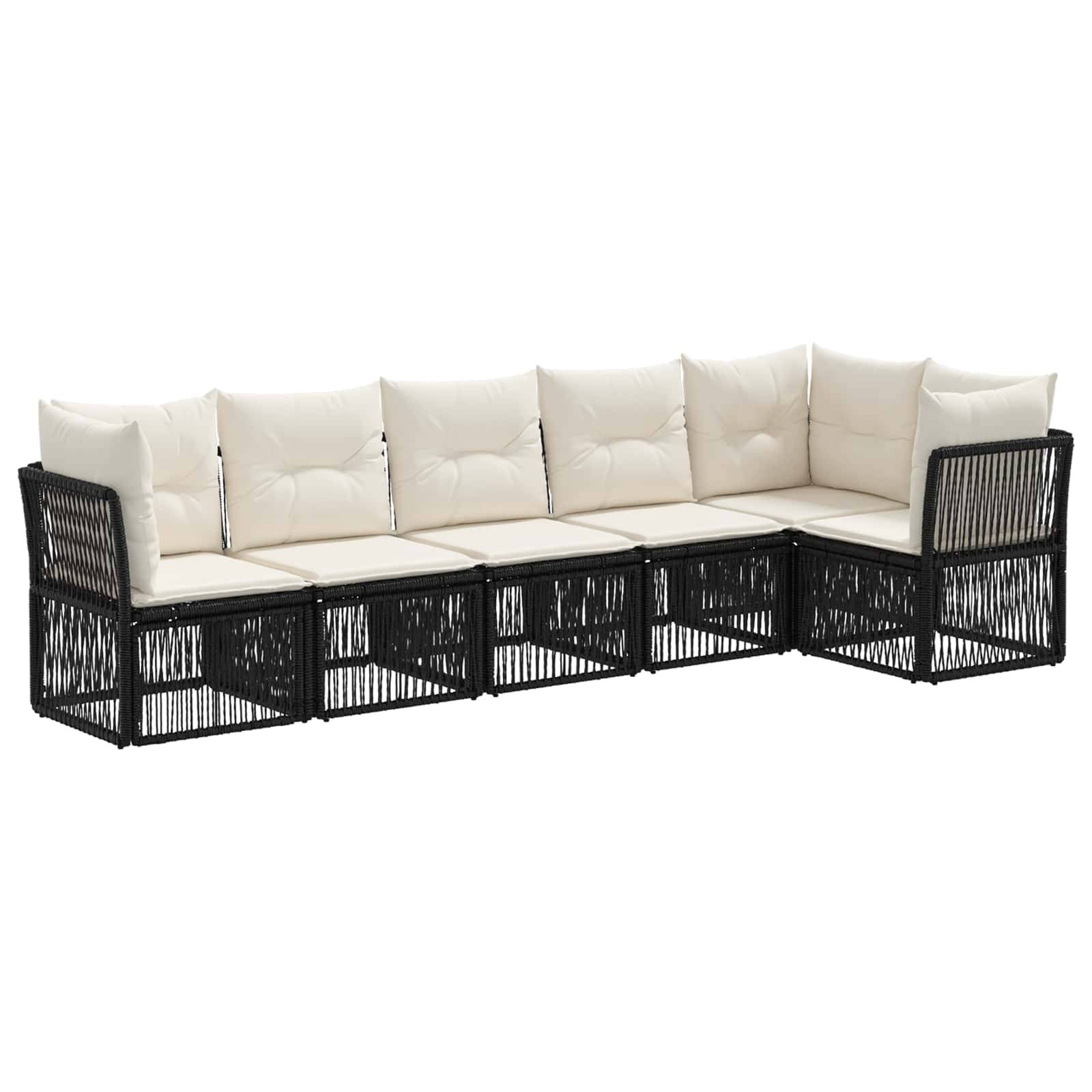 vidaXL Gartensofa-set 6 pcs Schwarz Poly-Rattan
