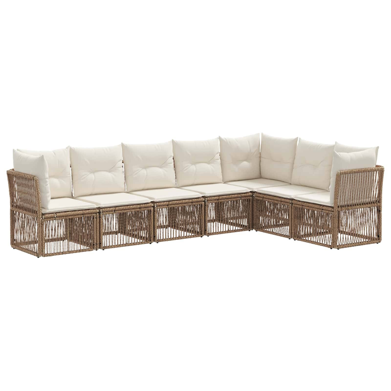 vidaXL Gartensofa-set 7 pcs Beige Poly-Rattan