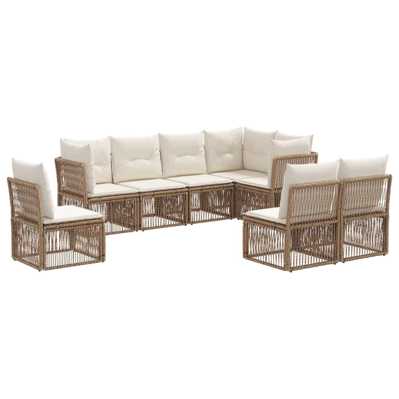 vidaXL Gartensofa-set 8 pcs Beige Poly-Rattan