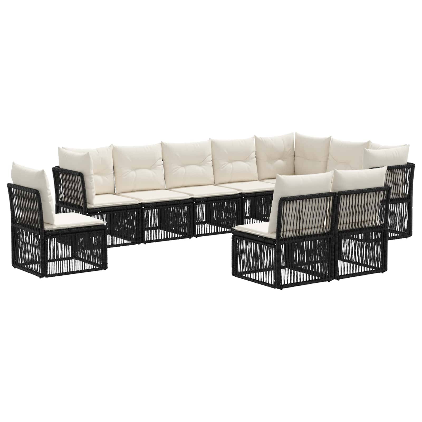 vidaXL Gartensofa-set 10 pcs Schwarz Poly-Rattan