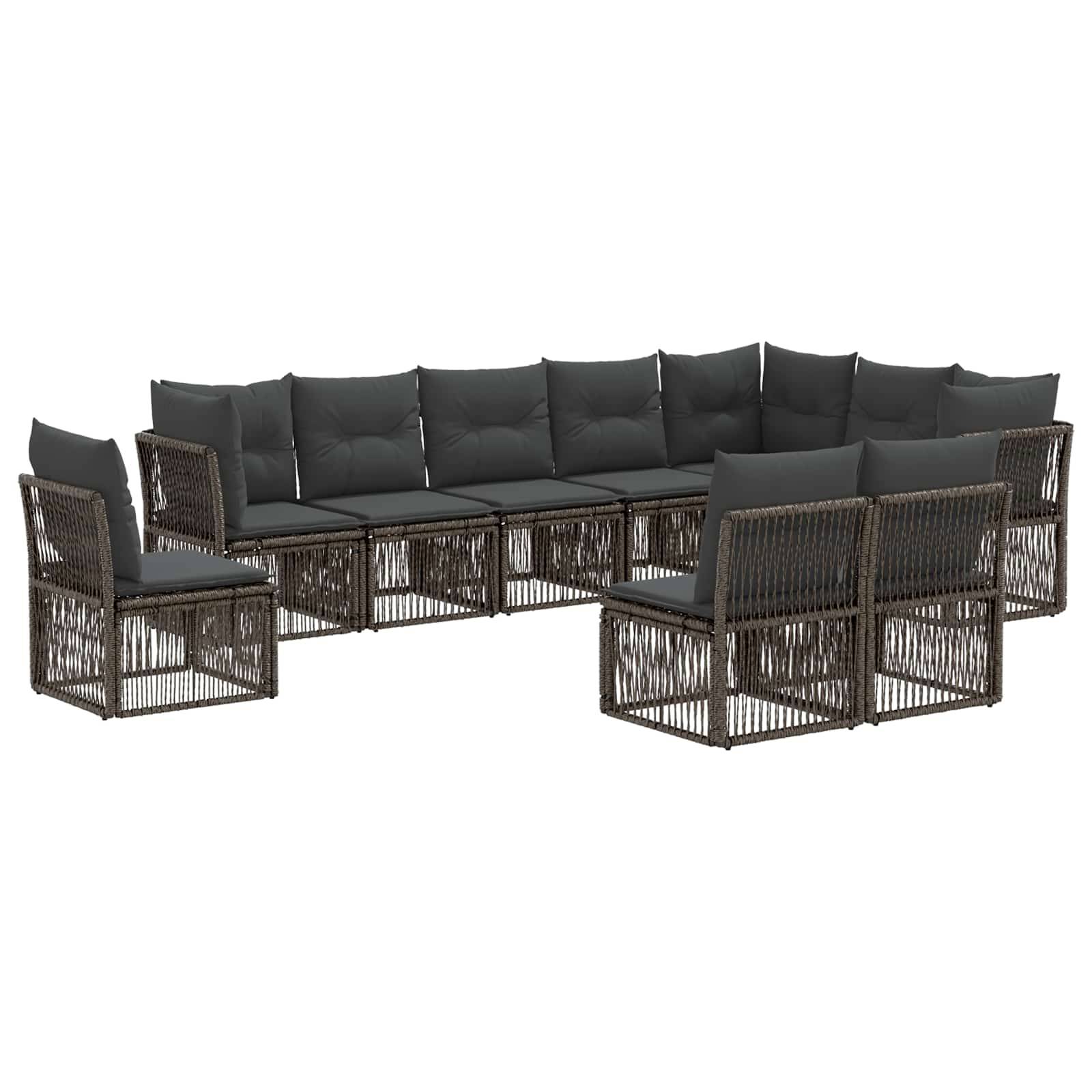 vidaXL Gartensofa-set 10 pcs Grau Poly-Rattan