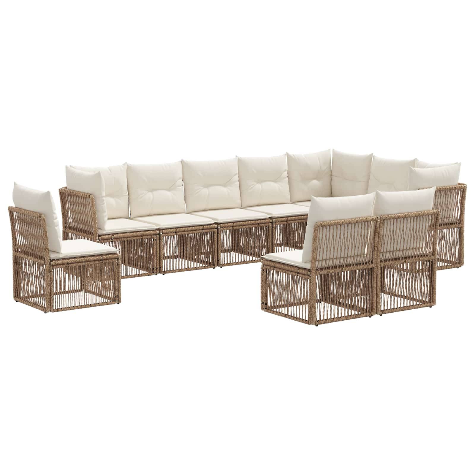 vidaXL Gartensofa-set 10 pcs Beige Poly-Rattan