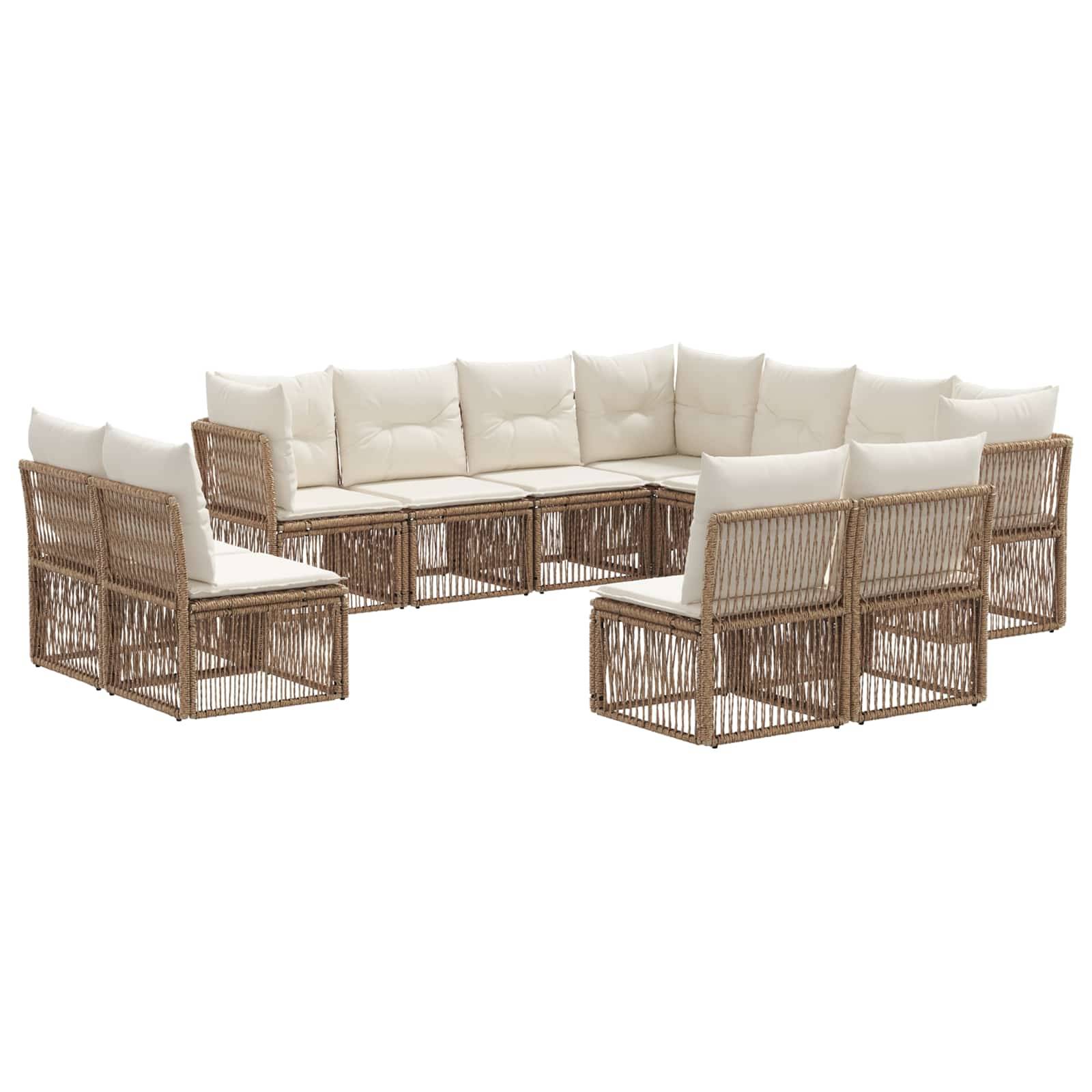 vidaXL Gartensofa-set 11 pcs Beige Poly-Rattan