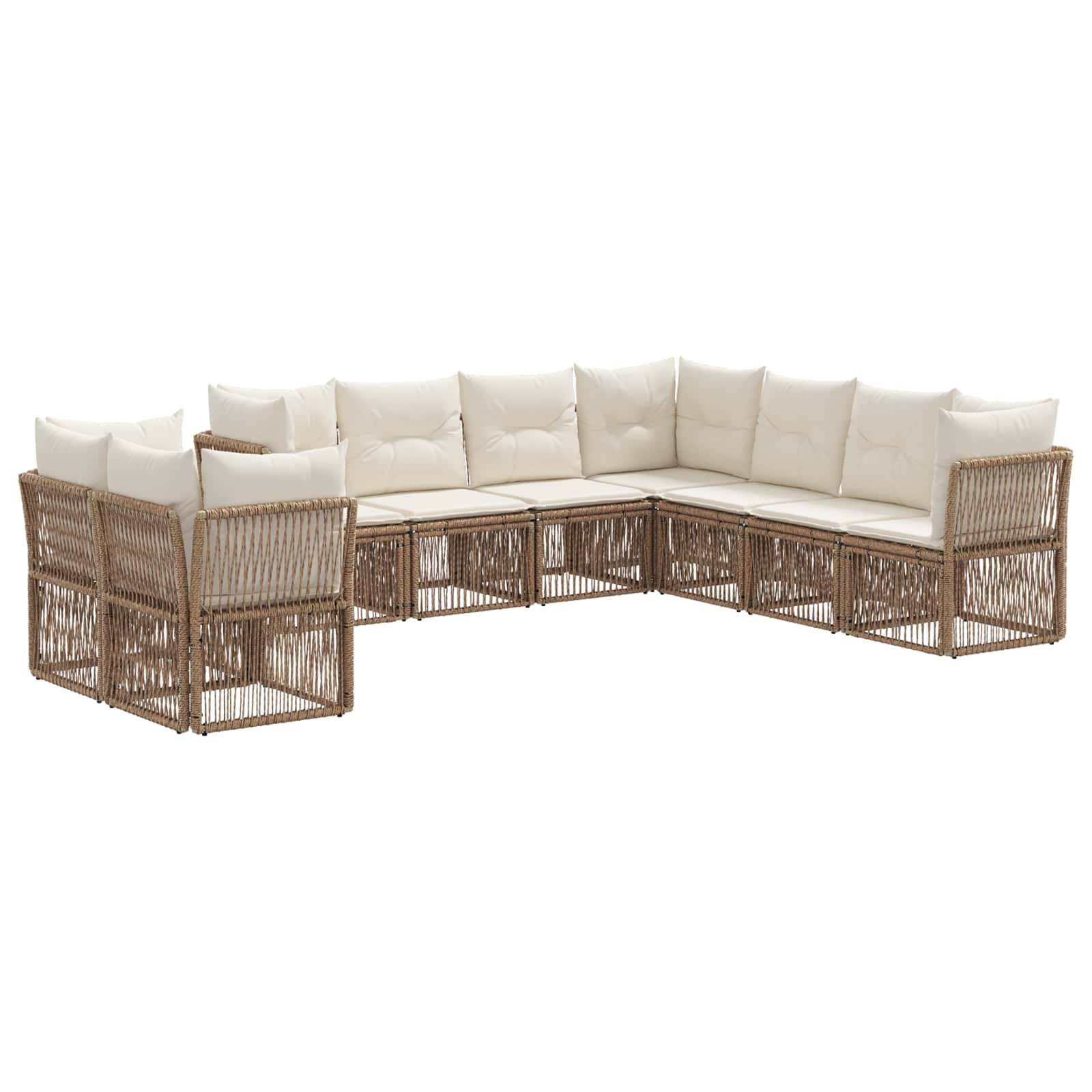 vidaXL Gartensofa-set 9 pcs Beige Poly-Rattan