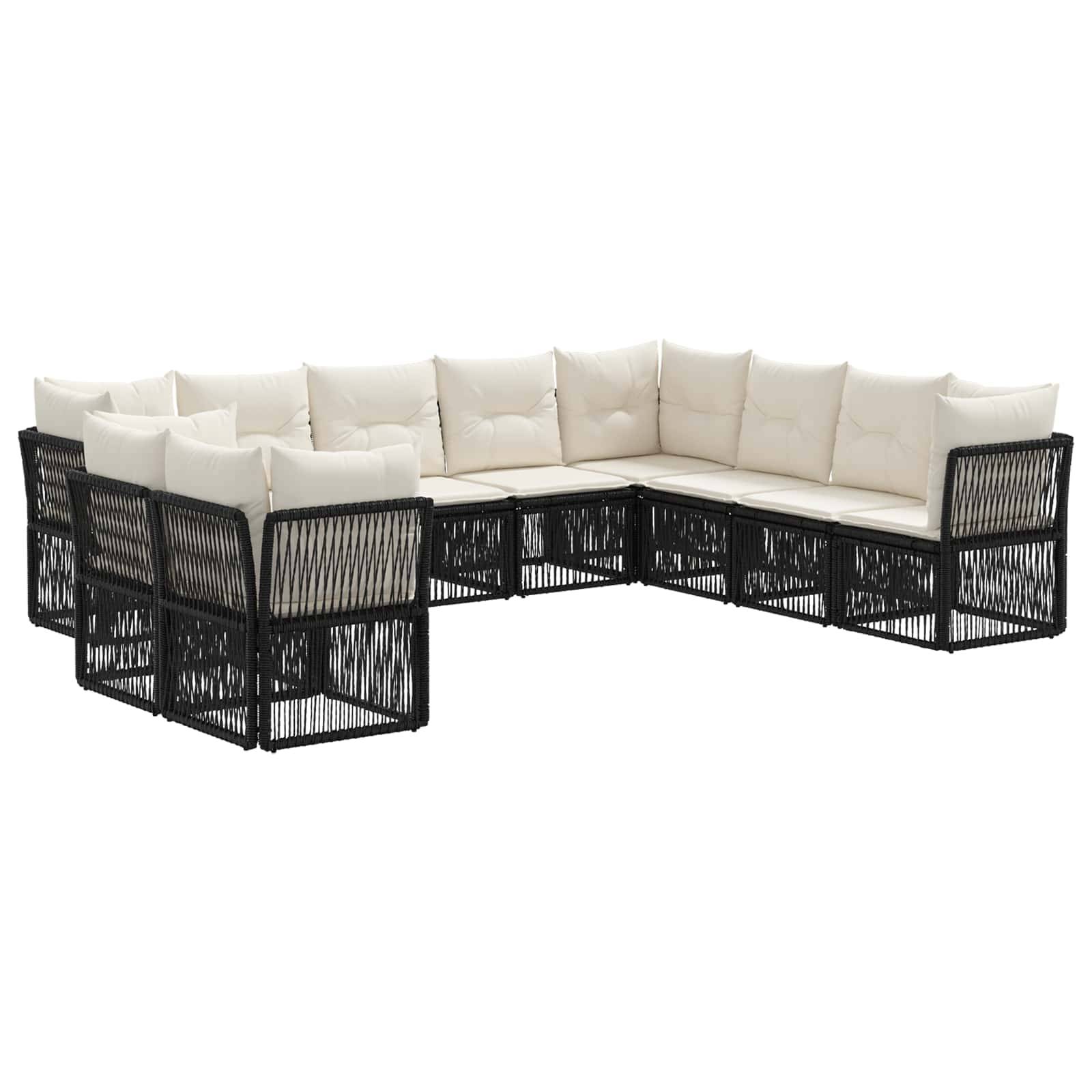 vidaXL Gartensofa-set 10 pcs Schwarz Poly-Rattan