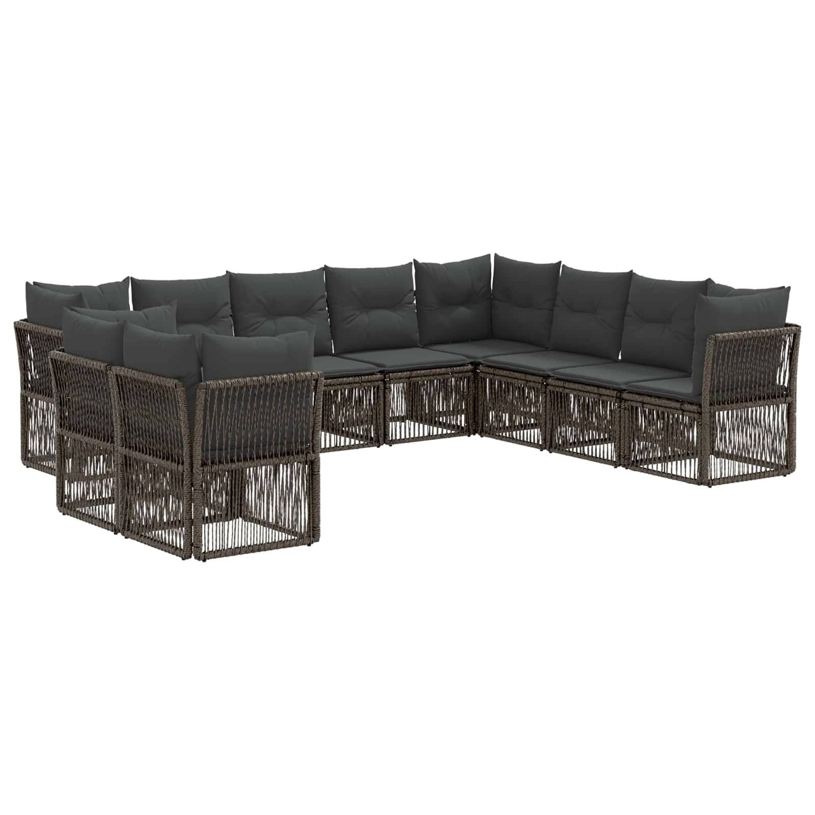 vidaXL Gartensofa-set 10 pcs Grau Poly-Rattan