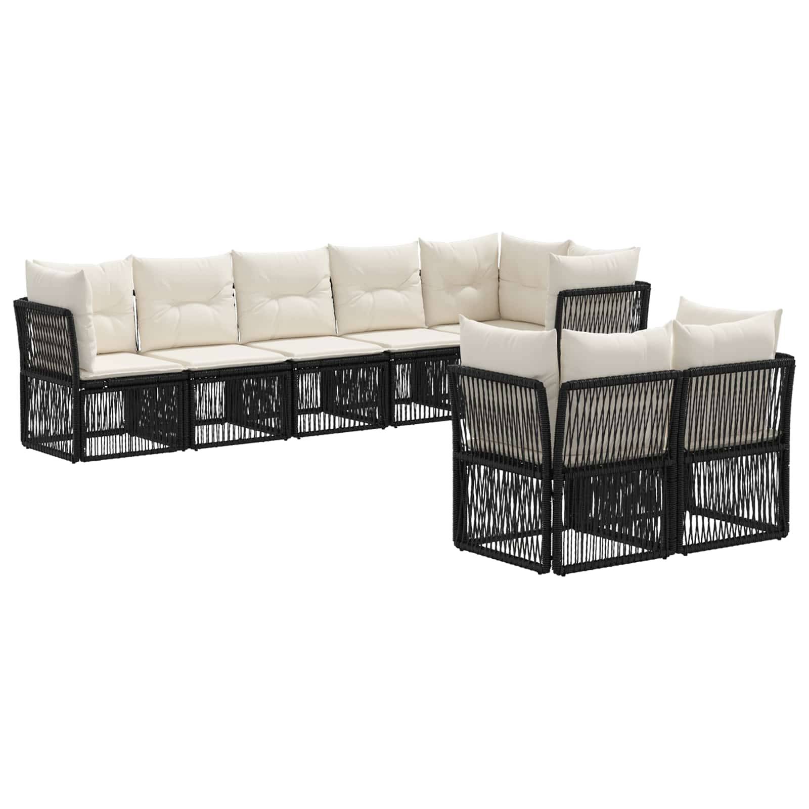 vidaXL Gartensofa-set 8 pcs Schwarz Poly-Rattan