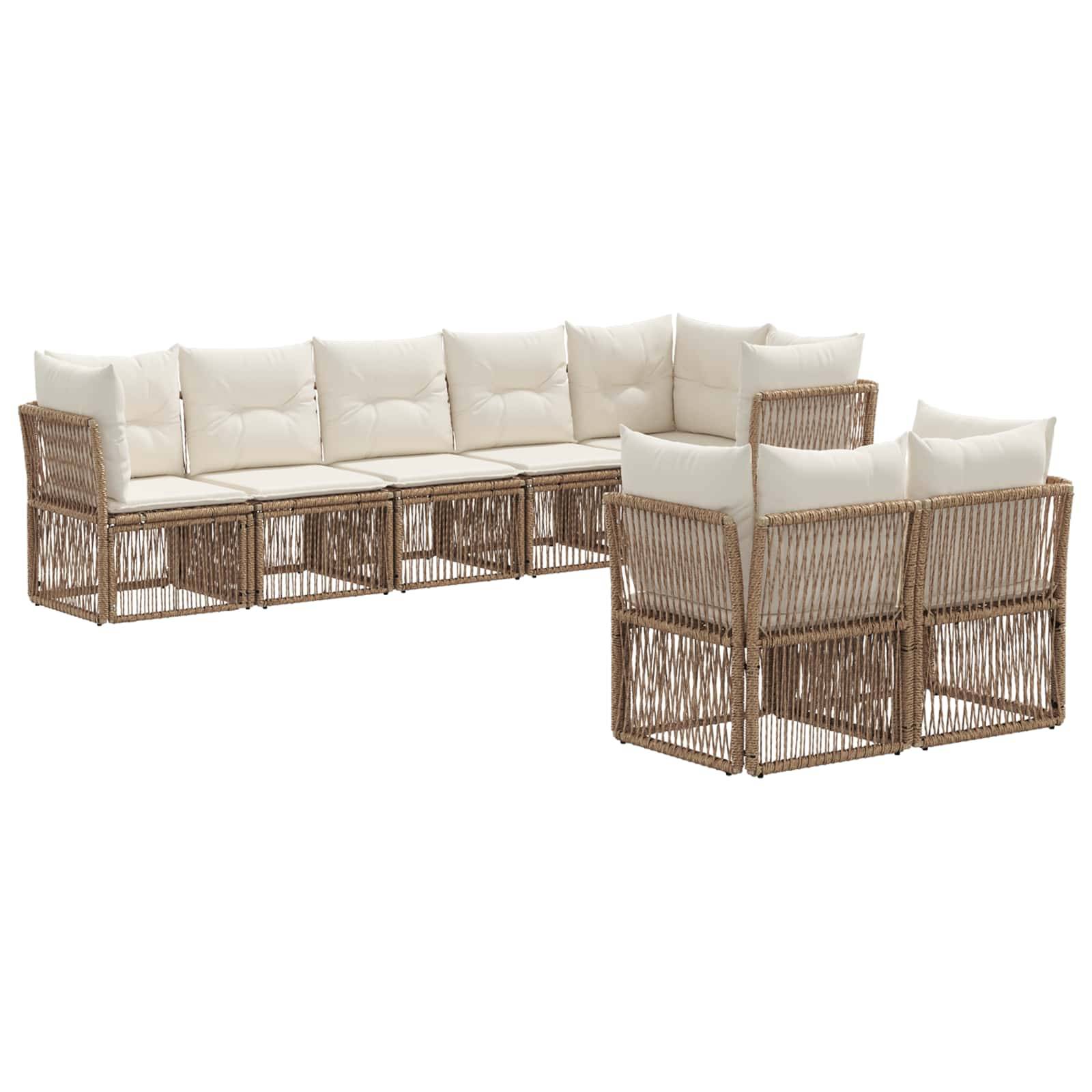 vidaXL Gartensofa-set 8 pcs Beige Poly-Rattan