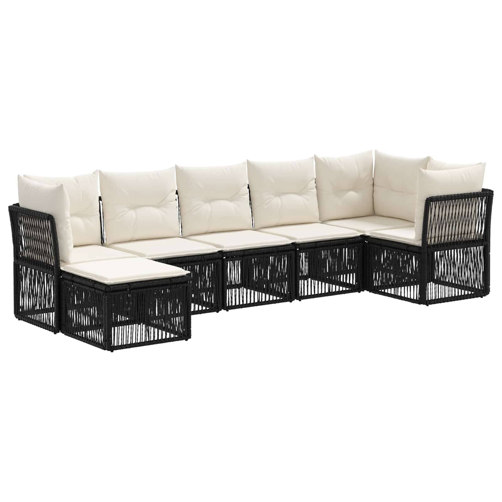vidaXL Gartensofa-set 7 pcs Schwarz Poly-Rattan
