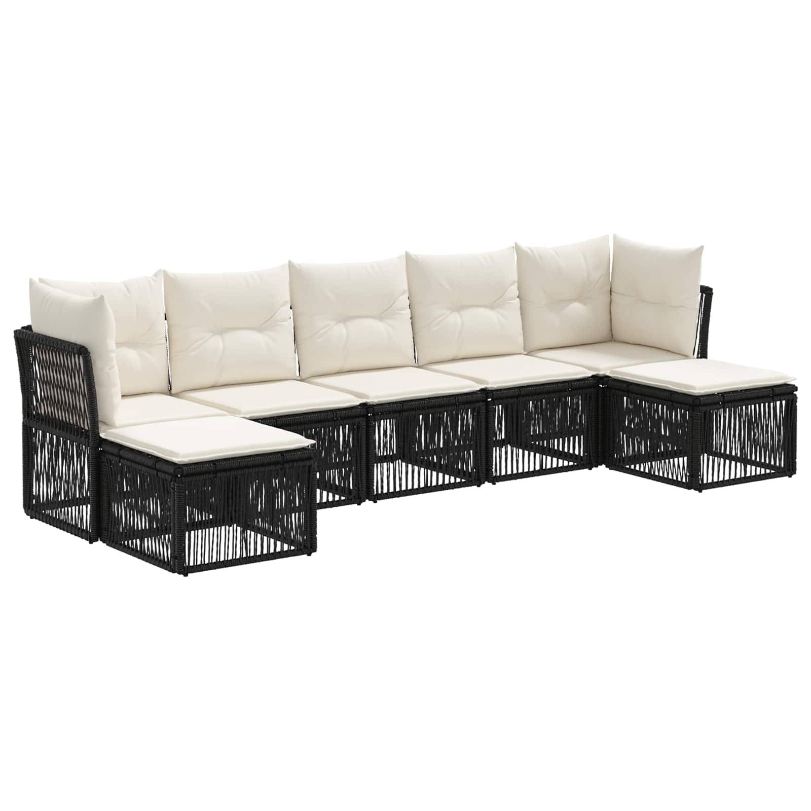 vidaXL Gartensofa-set 7 pcs Schwarz Poly-Rattan