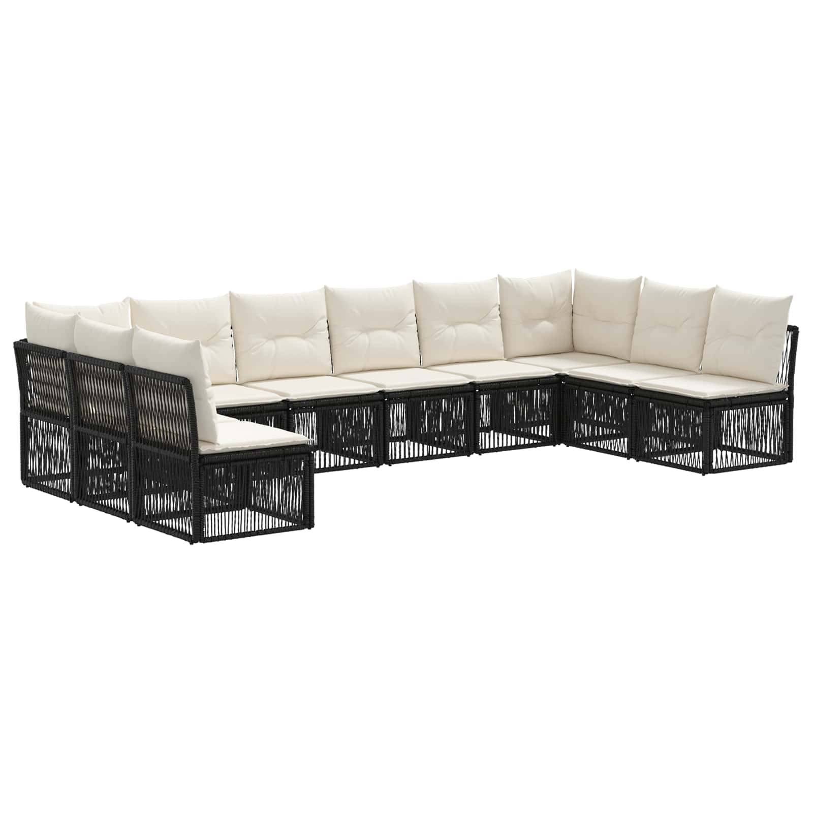 vidaXL Gartensofa-set 10 pcs Schwarz Poly-Rattan