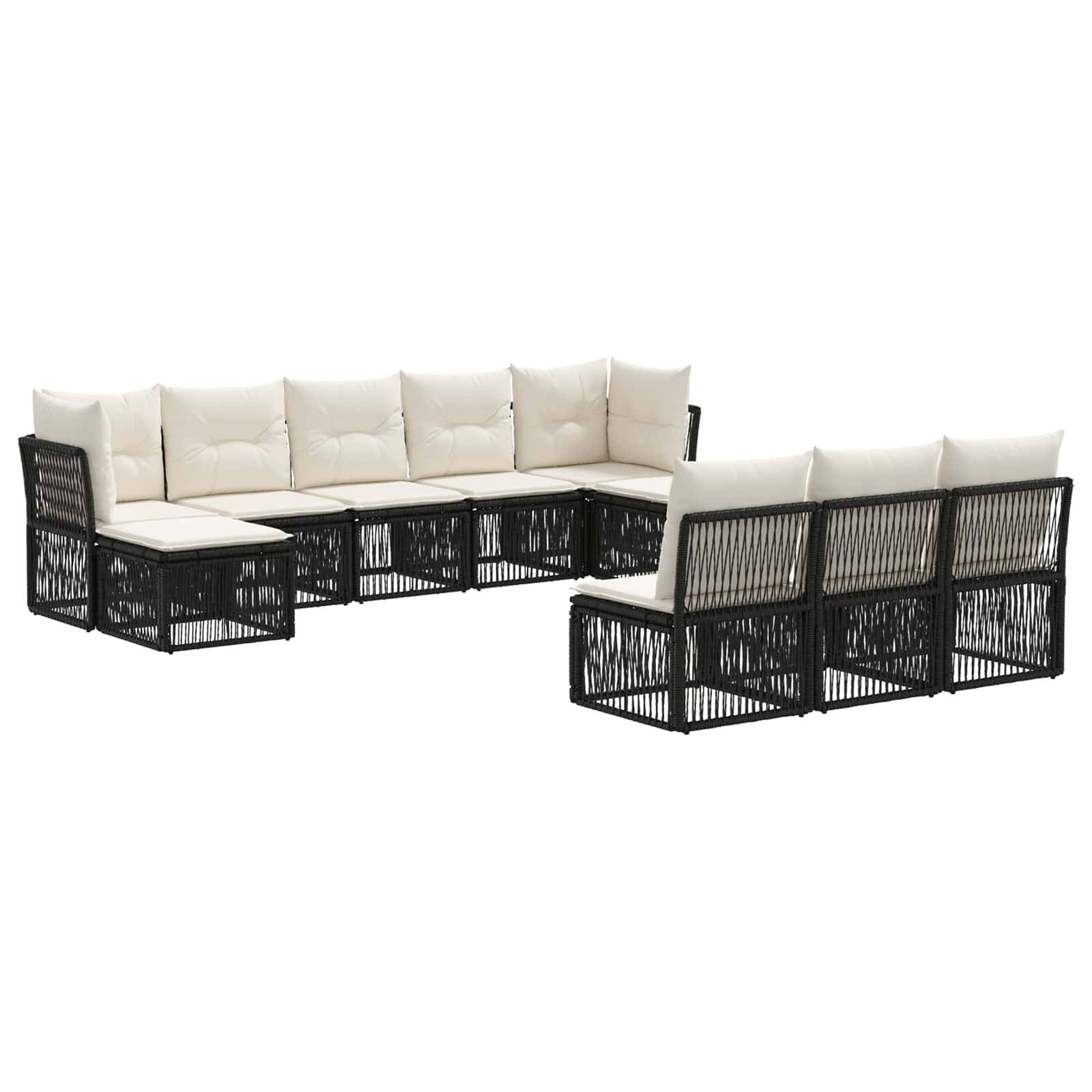 vidaXL Gartensofa-set 10 pcs Schwarz Poly-Rattan