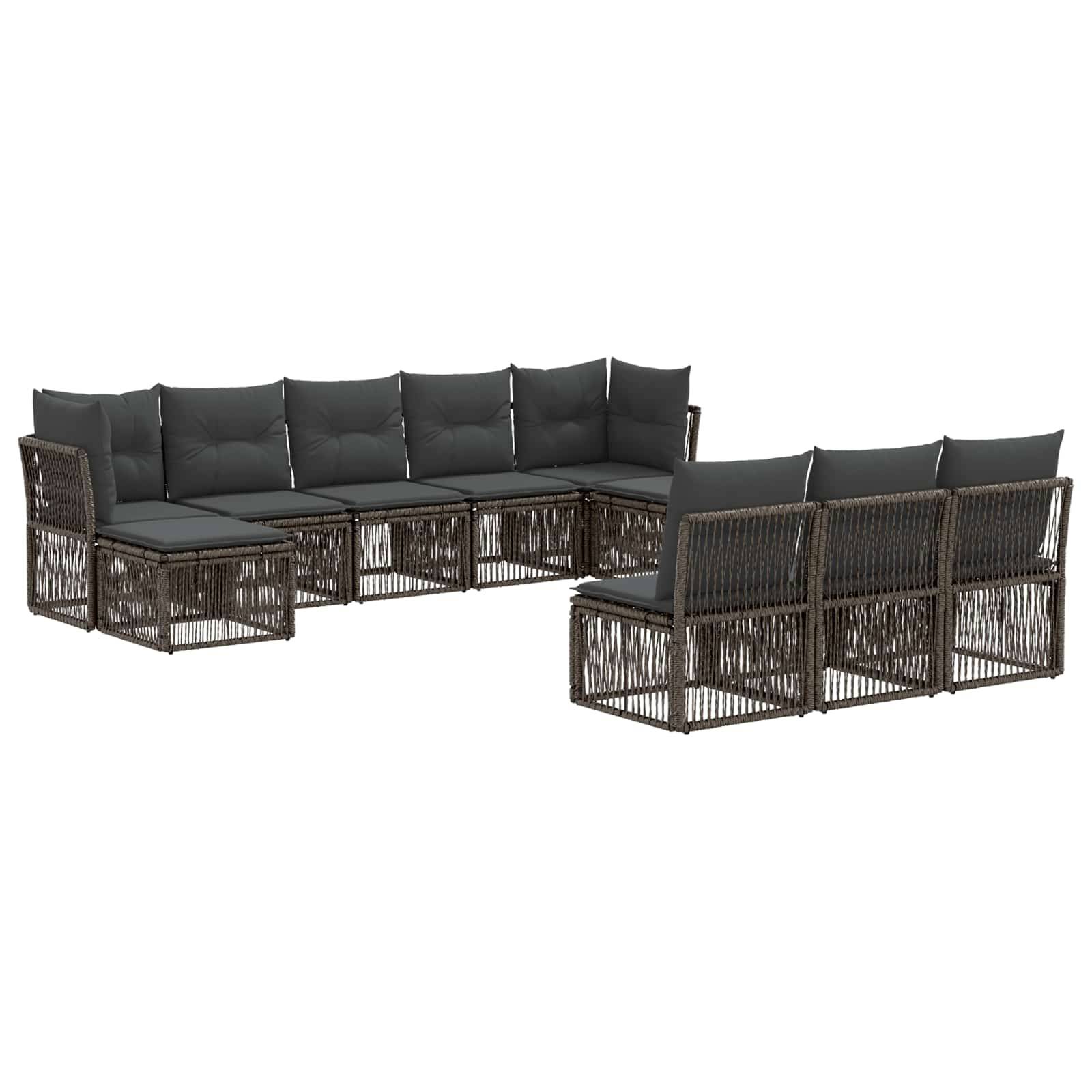 vidaXL Gartensofa-set 10 pcs Grau Poly-Rattan