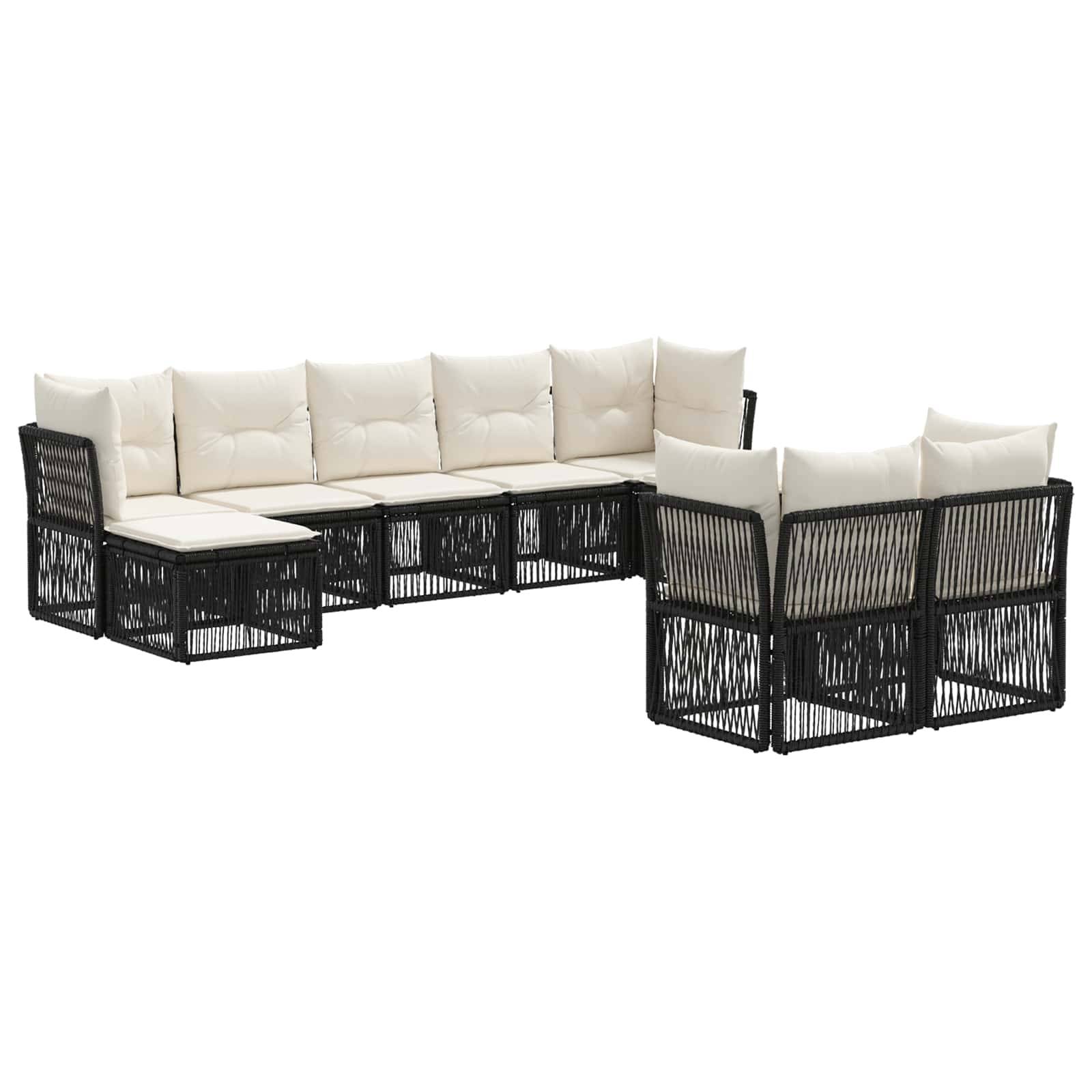 vidaXL Gartensofa-set 9 pcs Schwarz Poly-Rattan