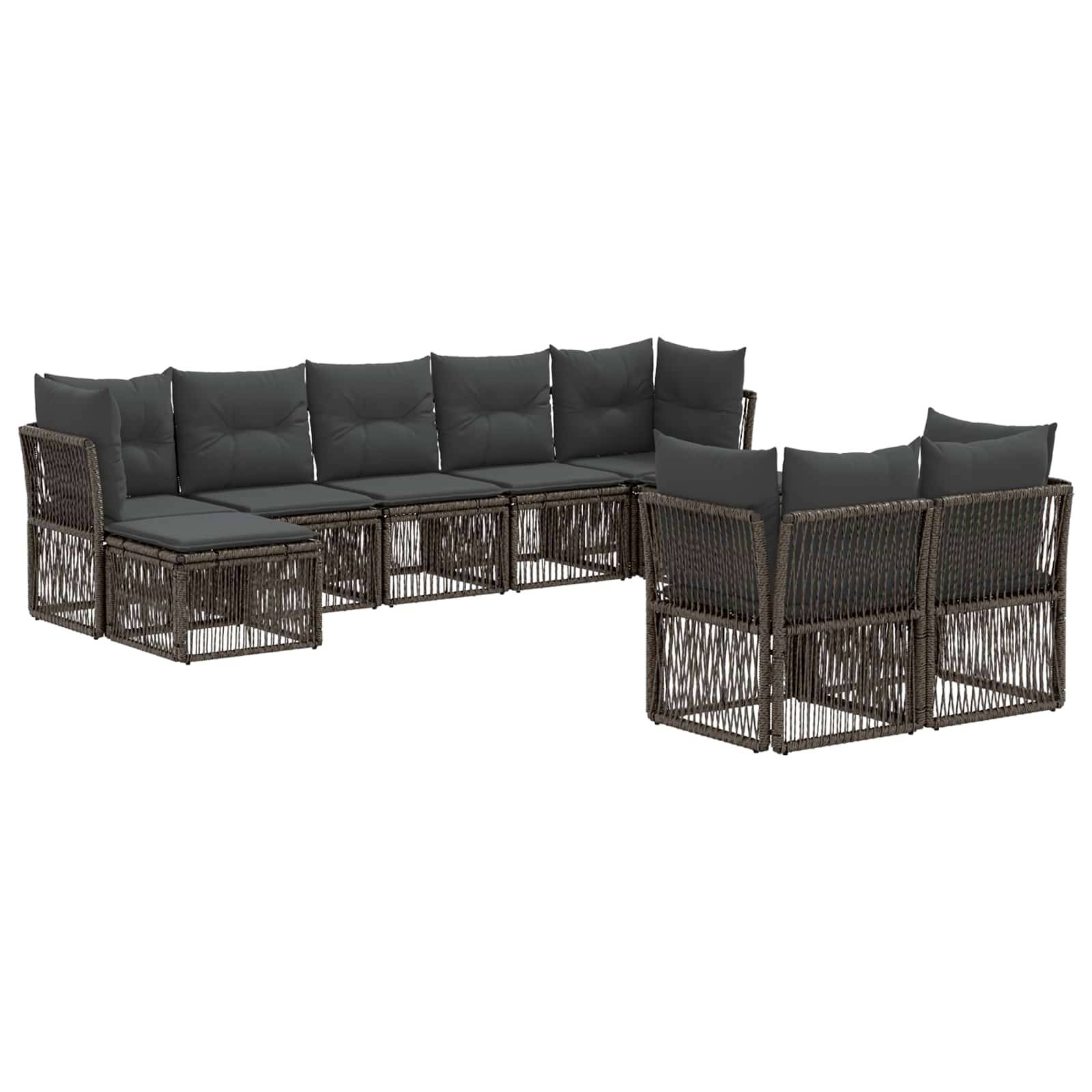 vidaXL Gartensofa-set 9 pcs Grau Poly-Rattan