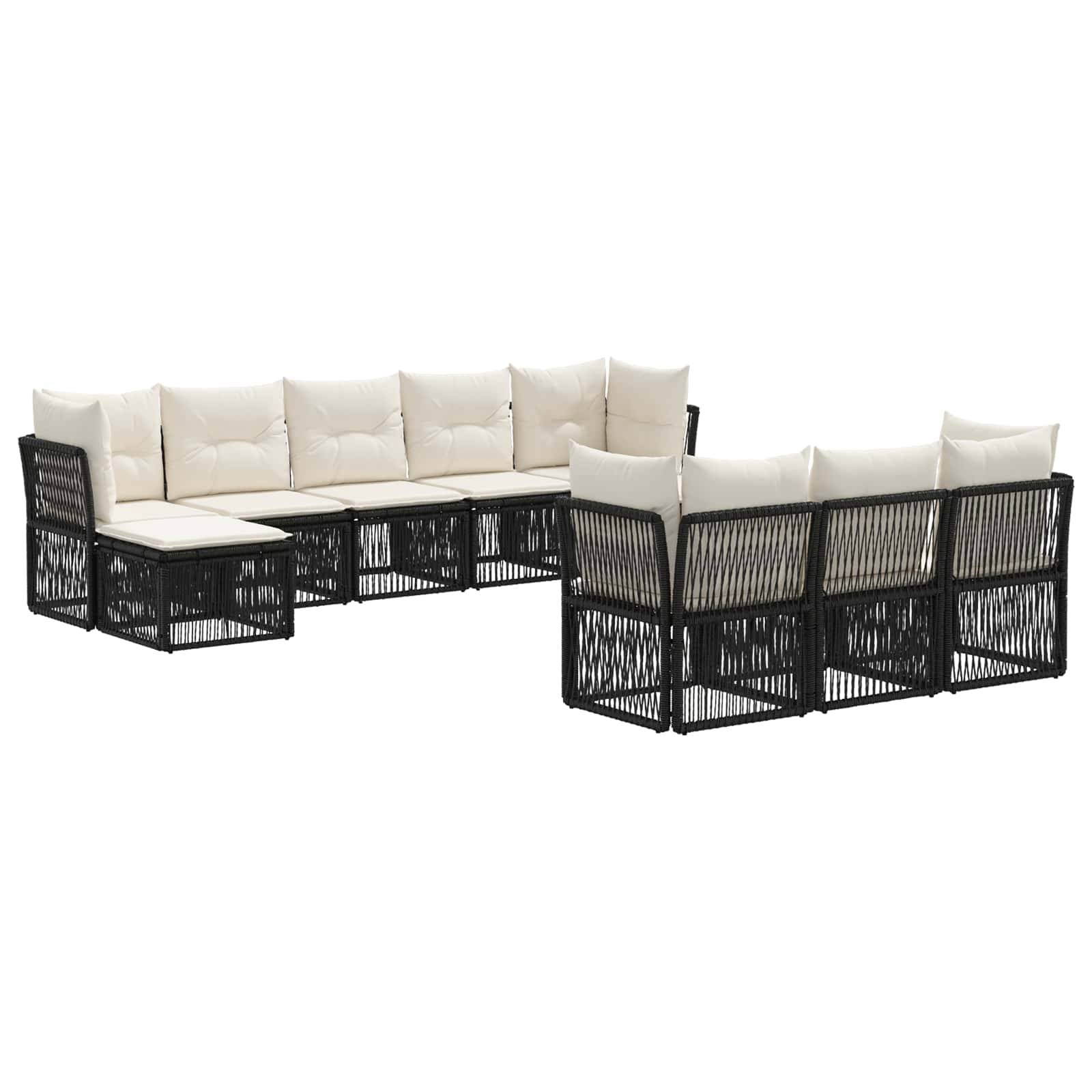 vidaXL Gartensofa-set 10 pcs Schwarz Poly-Rattan