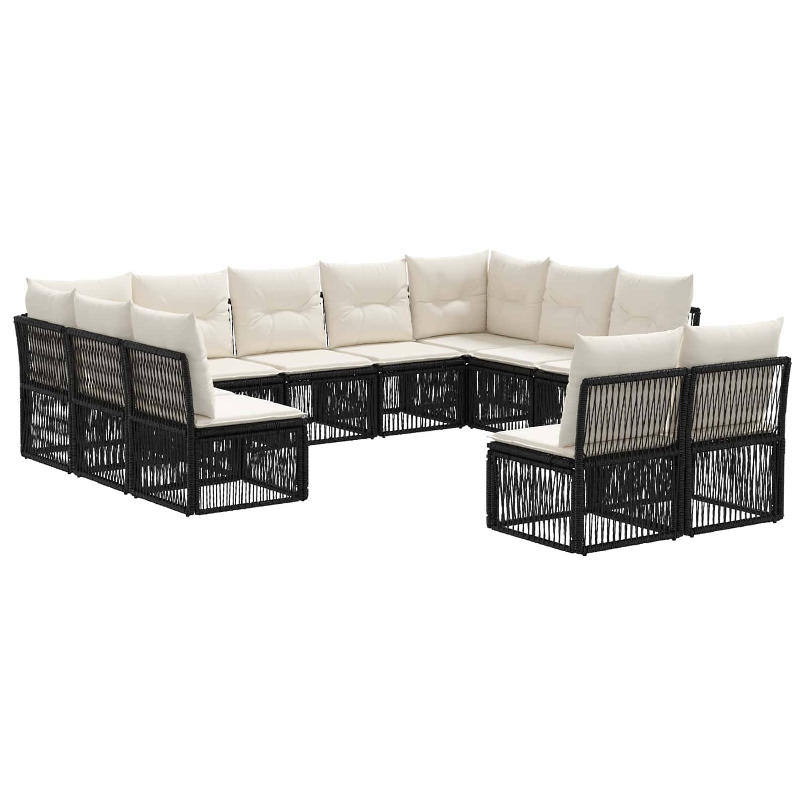 vidaXL Gartensofa-set 11 pcs Schwarz Poly-Rattan