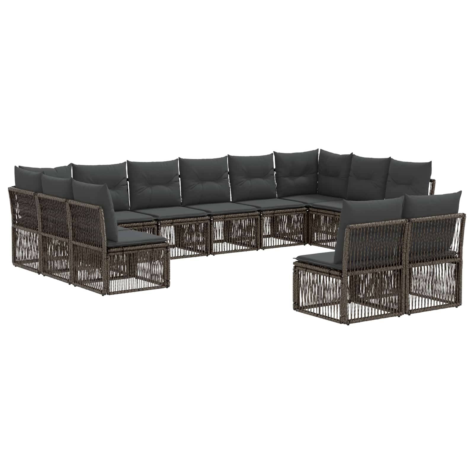 vidaXL Gartensofa-set 12 pcs Grau Poly-Rattan