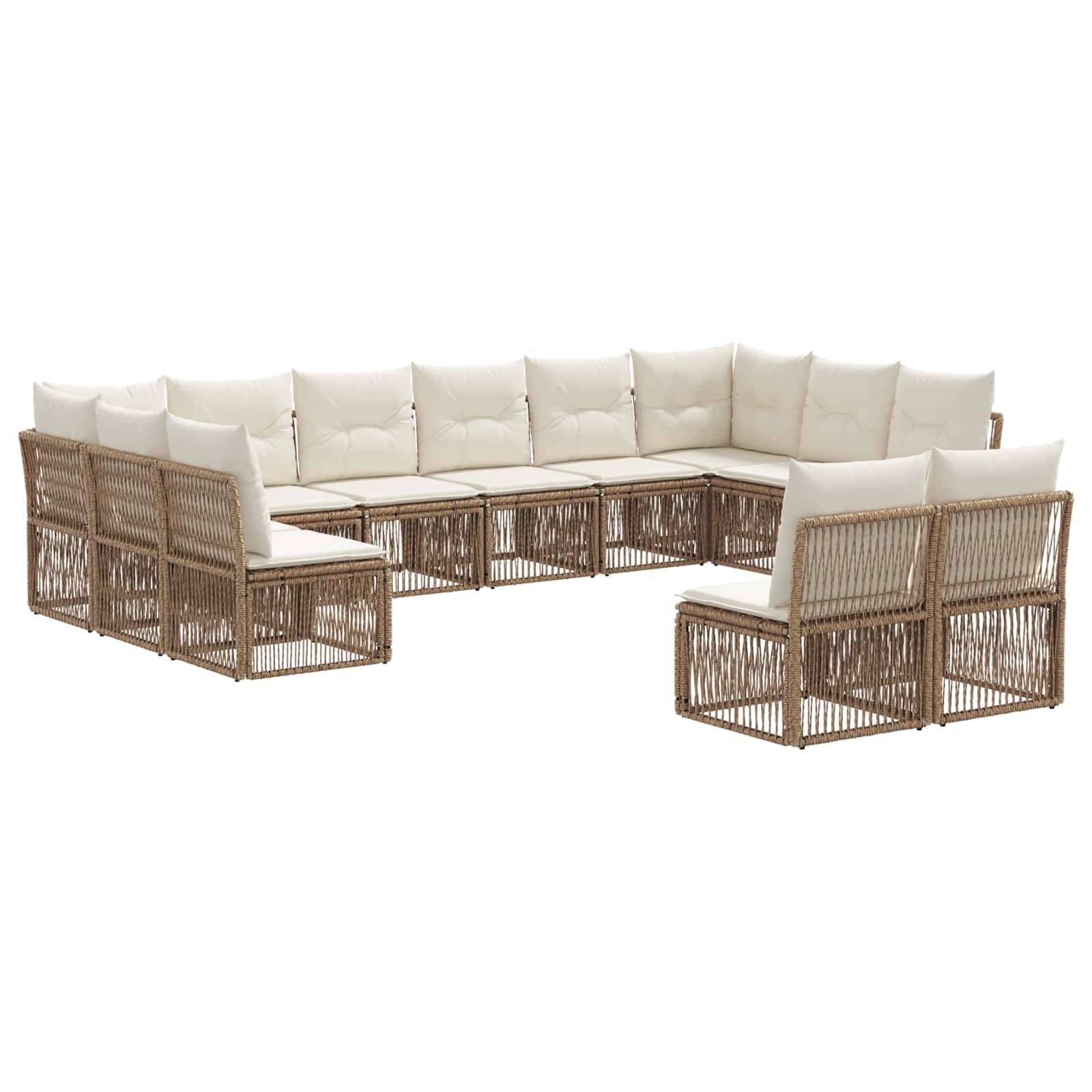 vidaXL Gartensofa-set 12 pcs Beige Poly-Rattan