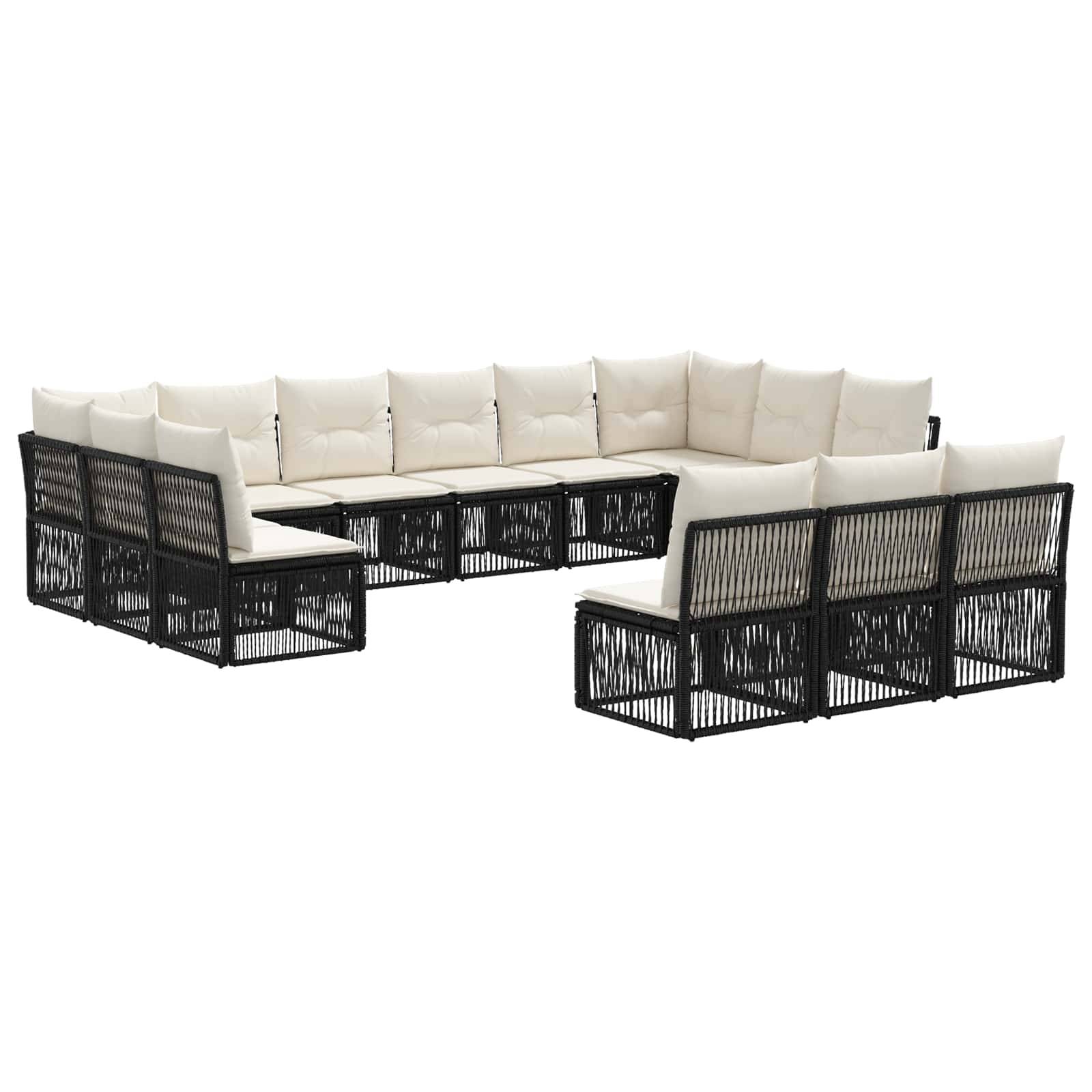 vidaXL Gartensofa-set 13 pcs Schwarz Poly-Rattan