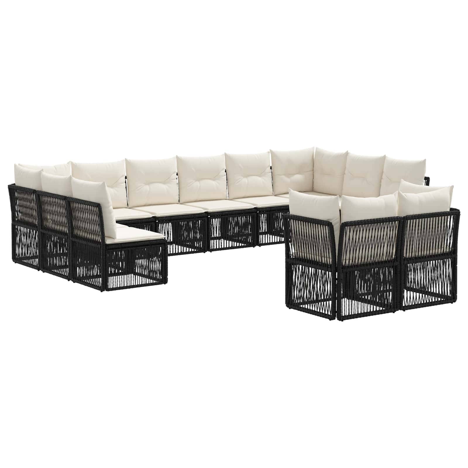 vidaXL Gartensofa-set 12 pcs Schwarz Poly-Rattan