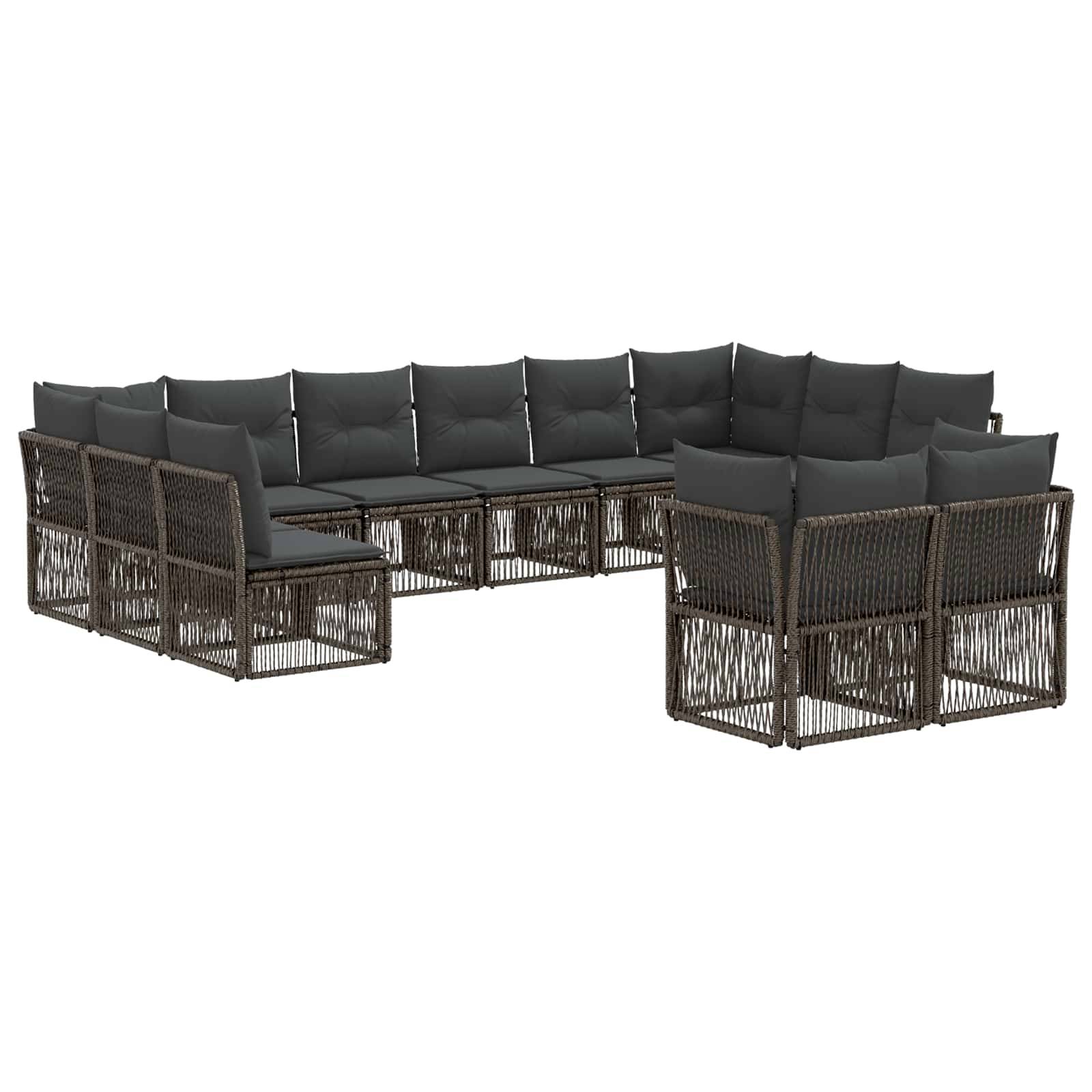 vidaXL Gartensofa-set 12 pcs Grau Poly-Rattan