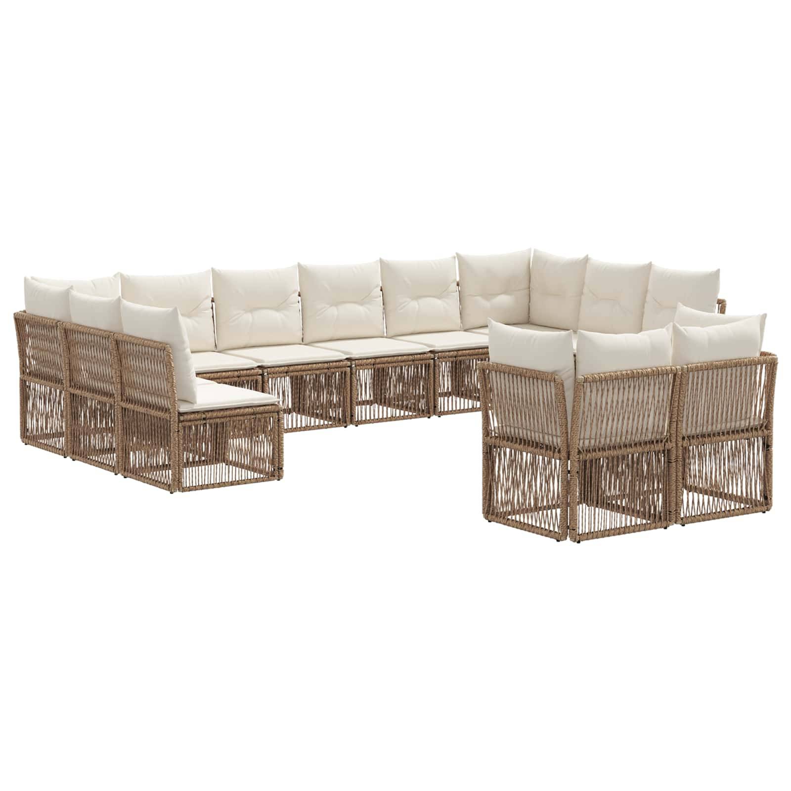 vidaXL Gartensofa-set 12 pcs Beige Poly-Rattan