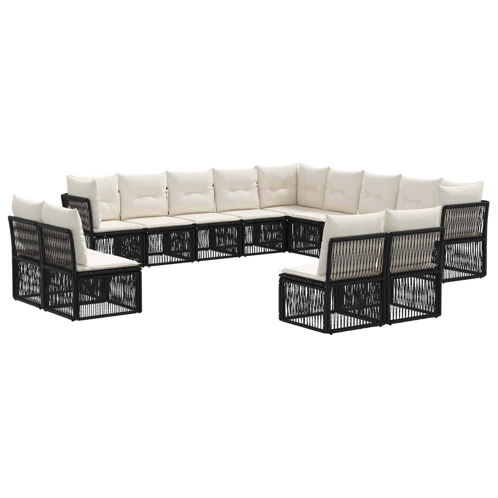 vidaXL Gartensofa-set 13 pcs Schwarz Poly-Rattan
