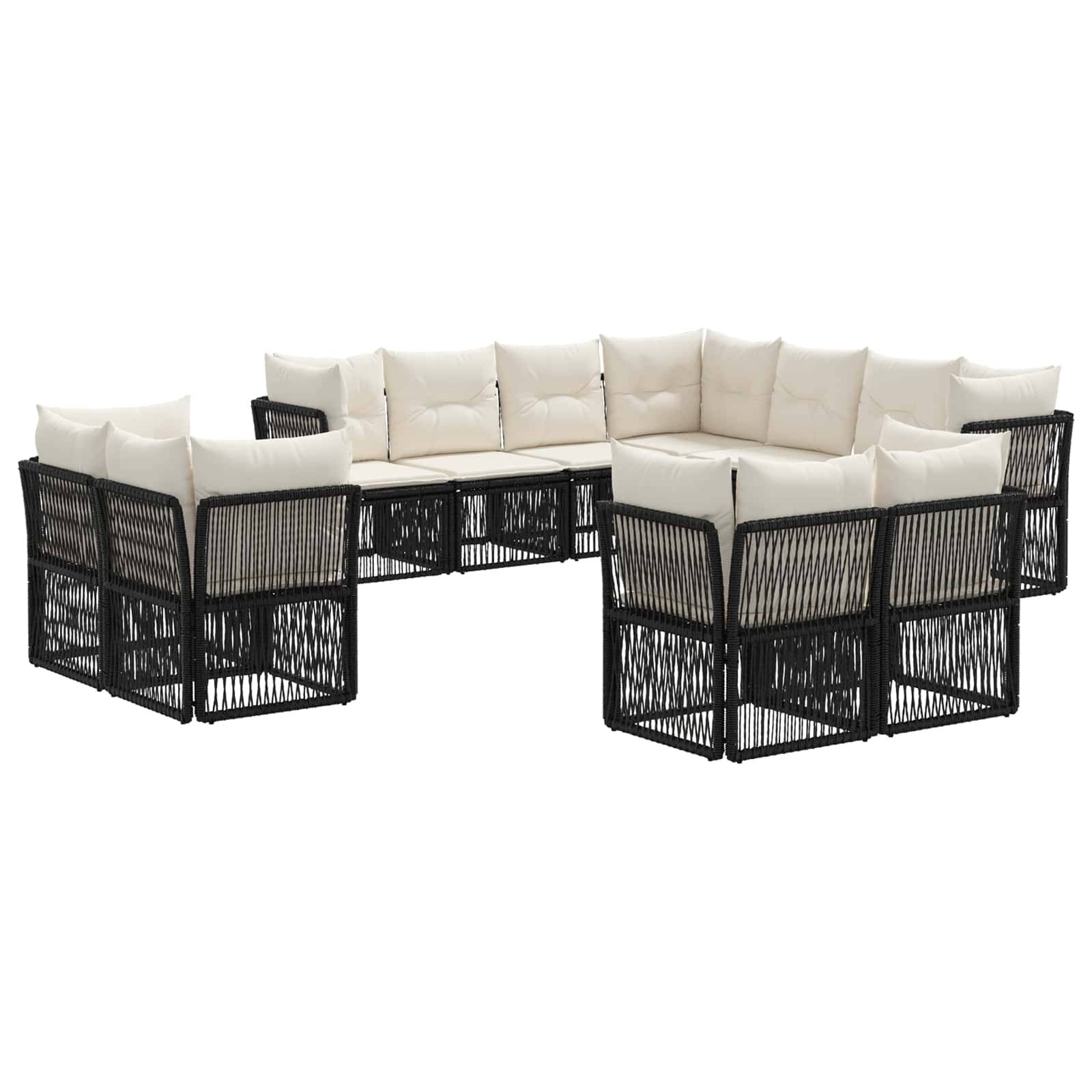 vidaXL Gartensofa-set 11 pcs Schwarz Poly-Rattan