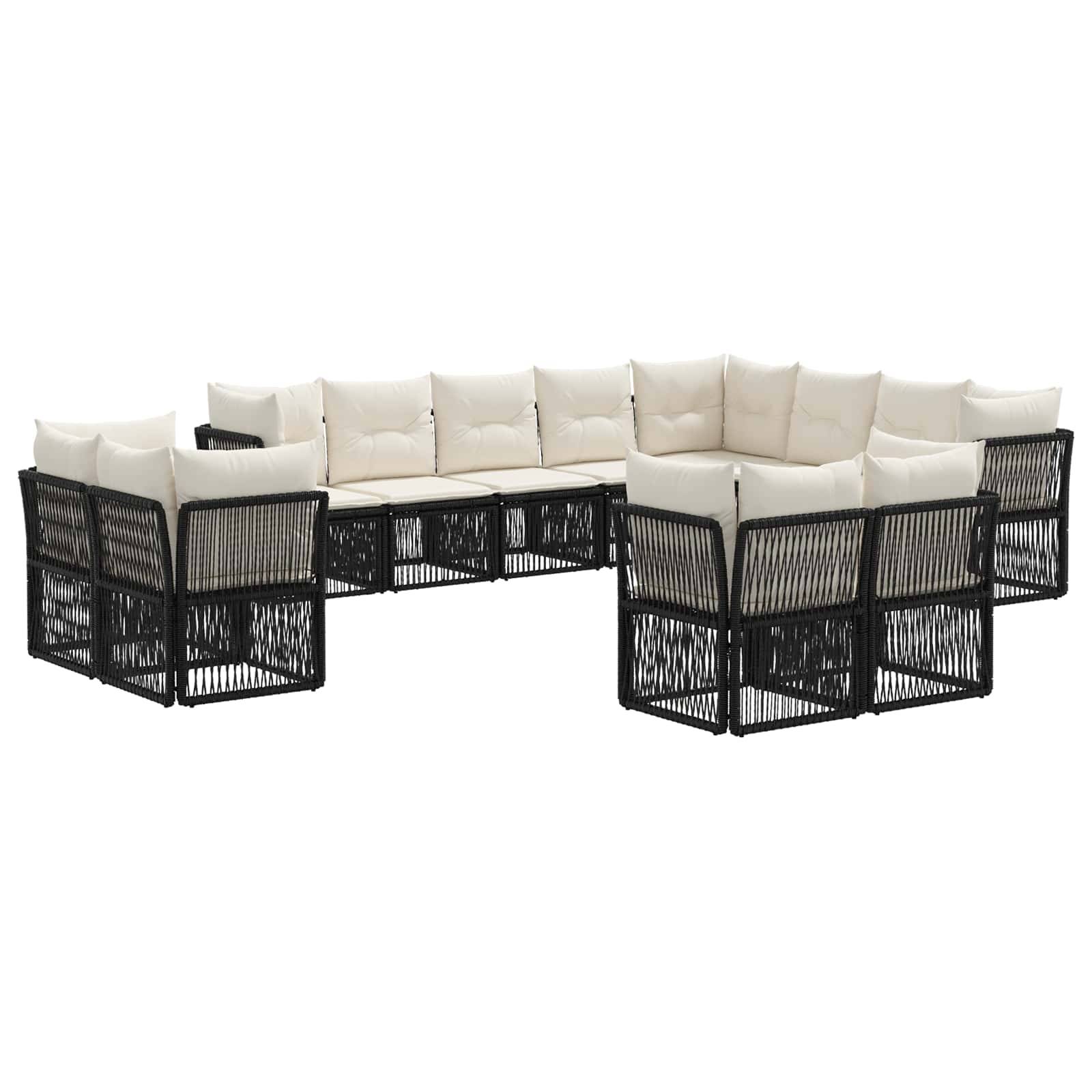 vidaXL Gartensofa-set 12 pcs Schwarz Poly-Rattan