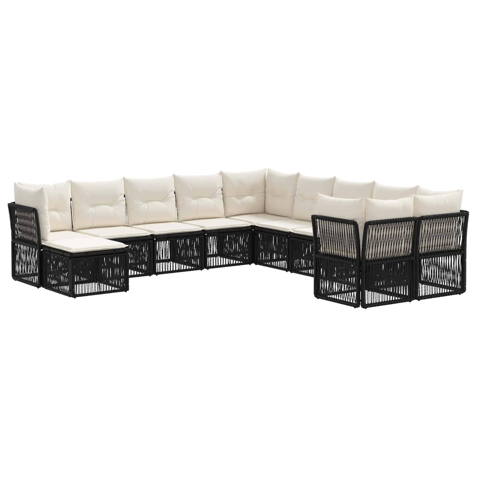 vidaXL Gartensofa-set 11 pcs Schwarz Poly-Rattan