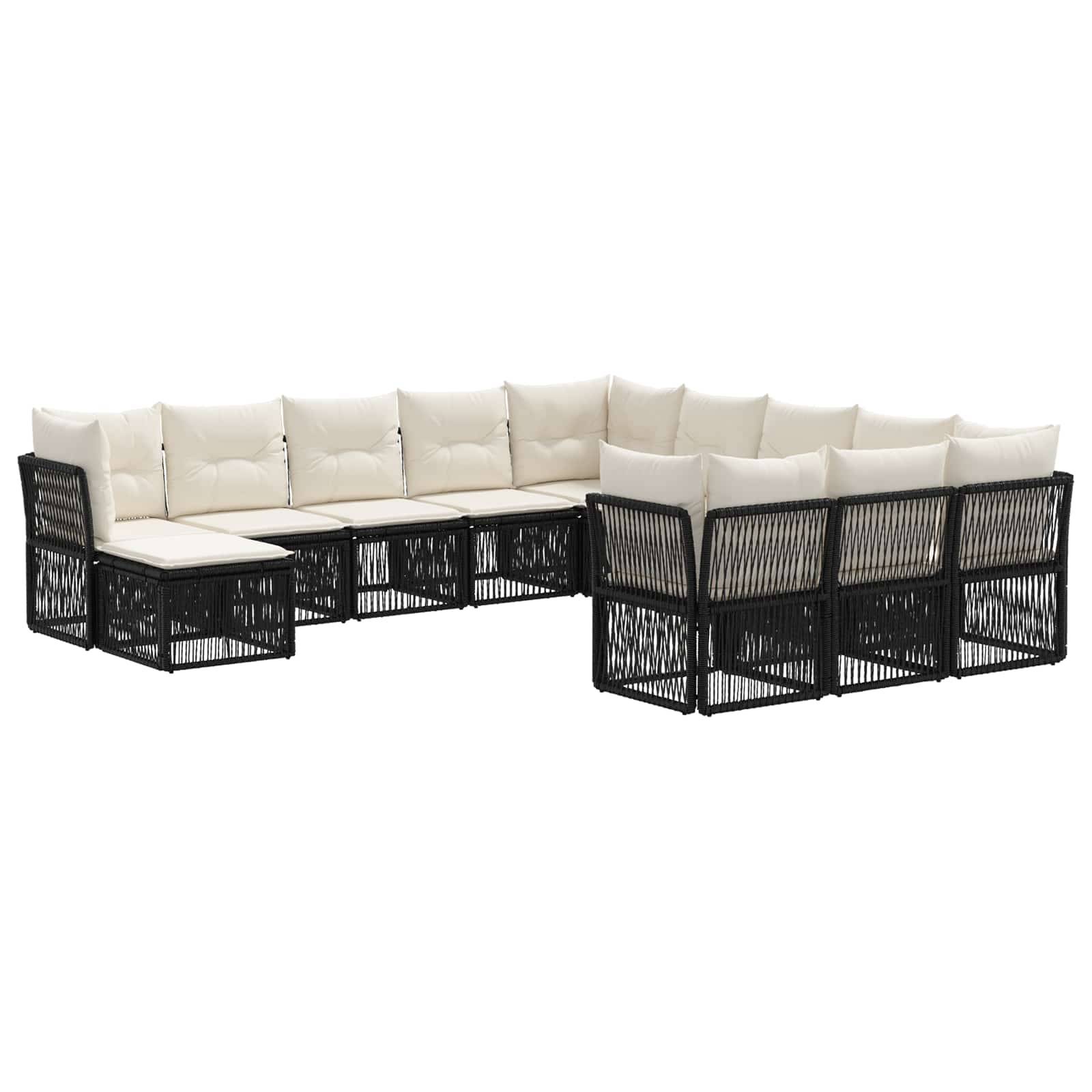 vidaXL Gartensofa-set 12 pcs Schwarz Poly-Rattan