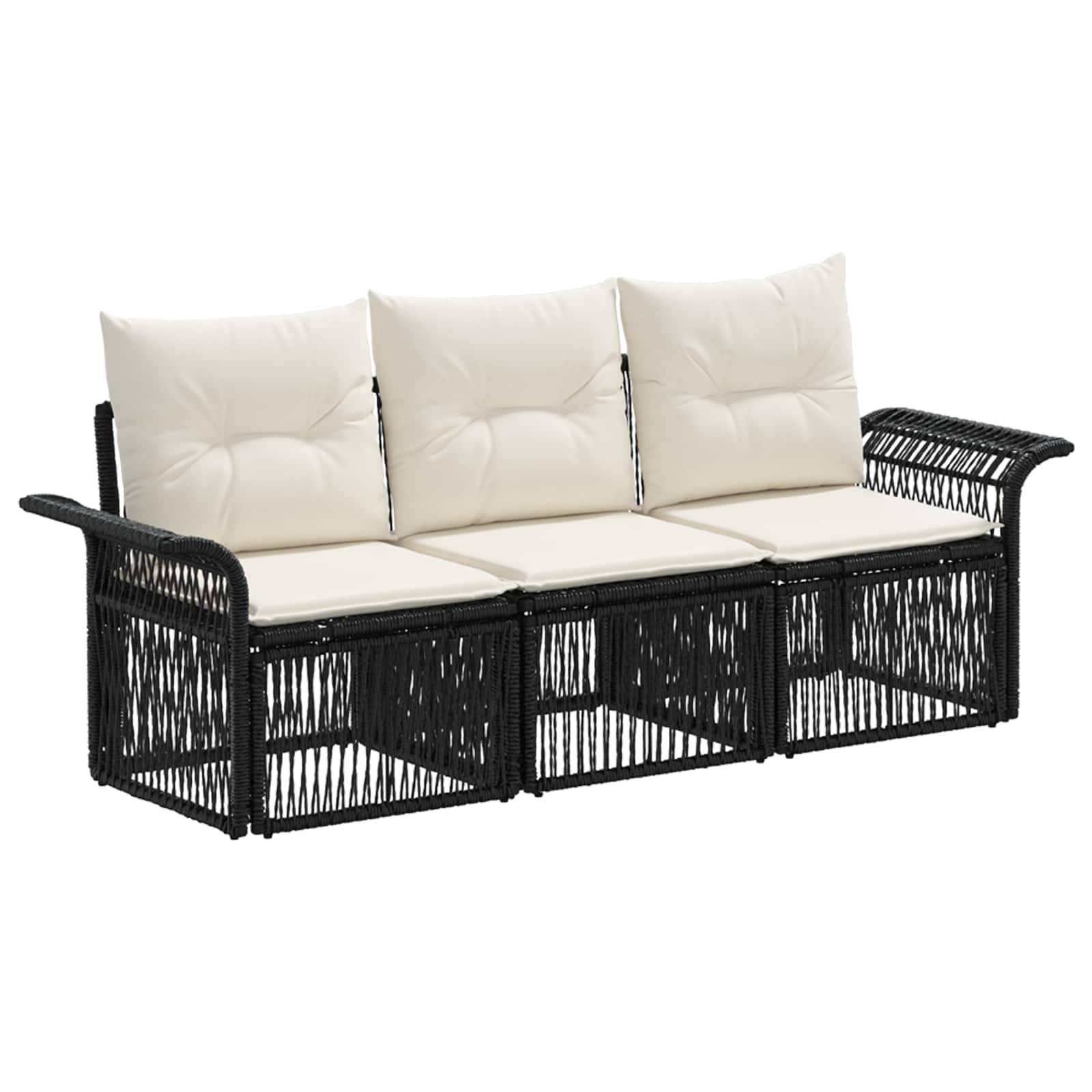 vidaXL Gartensofa-set 3 pcs Schwarz Poly-Rattan