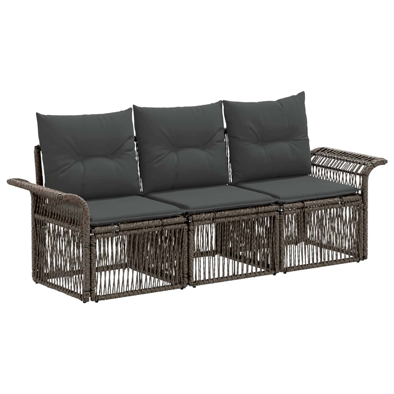 vidaXL Gartensofa-set 3 pcs Grau Poly-Rattan