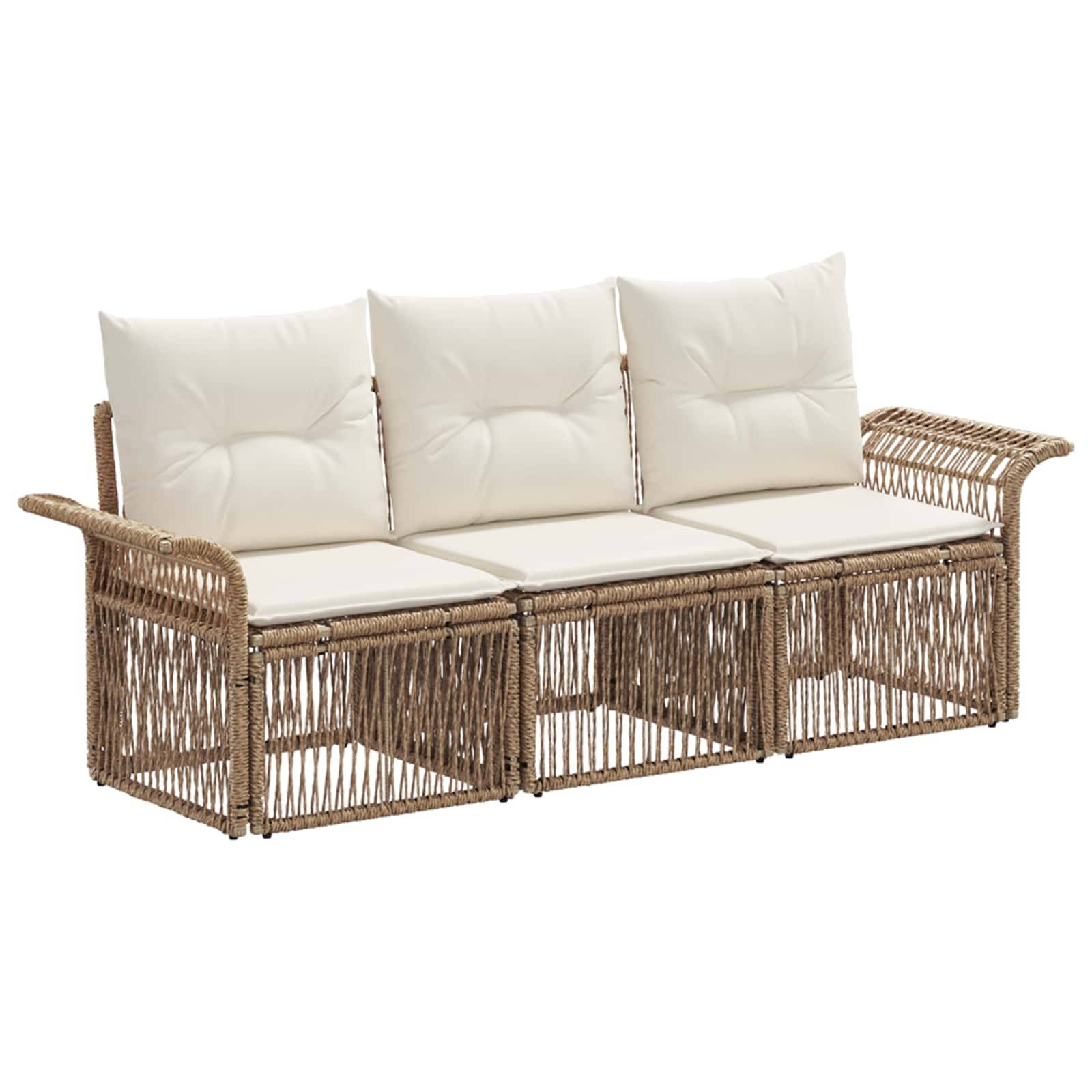 vidaXL Gartensofa-set 3 pcs Beige Poly-Rattan