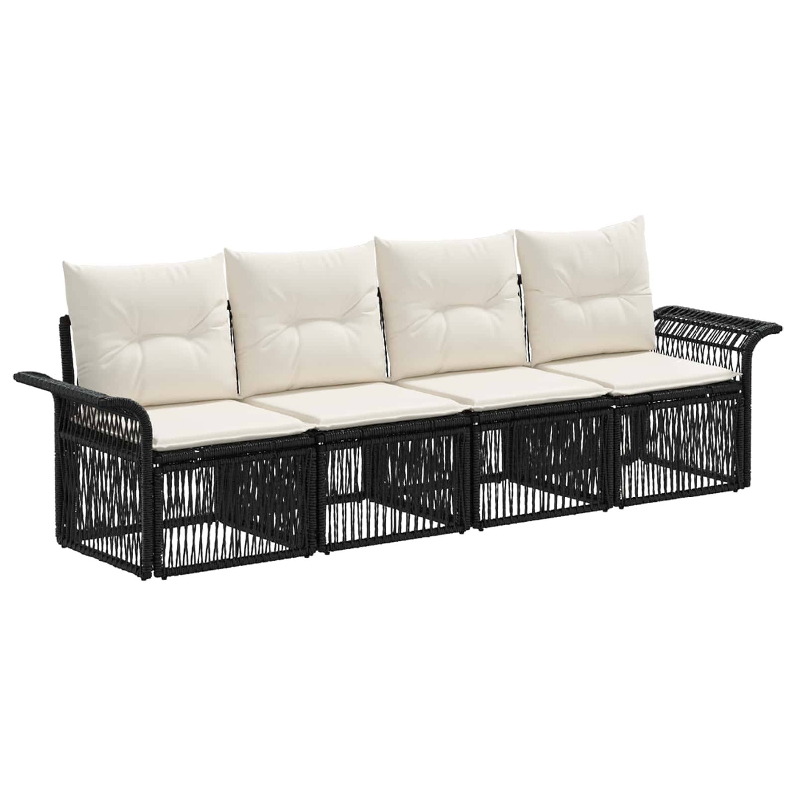 vidaXL Gartensofa-set 4 pcs Schwarz Poly-Rattan