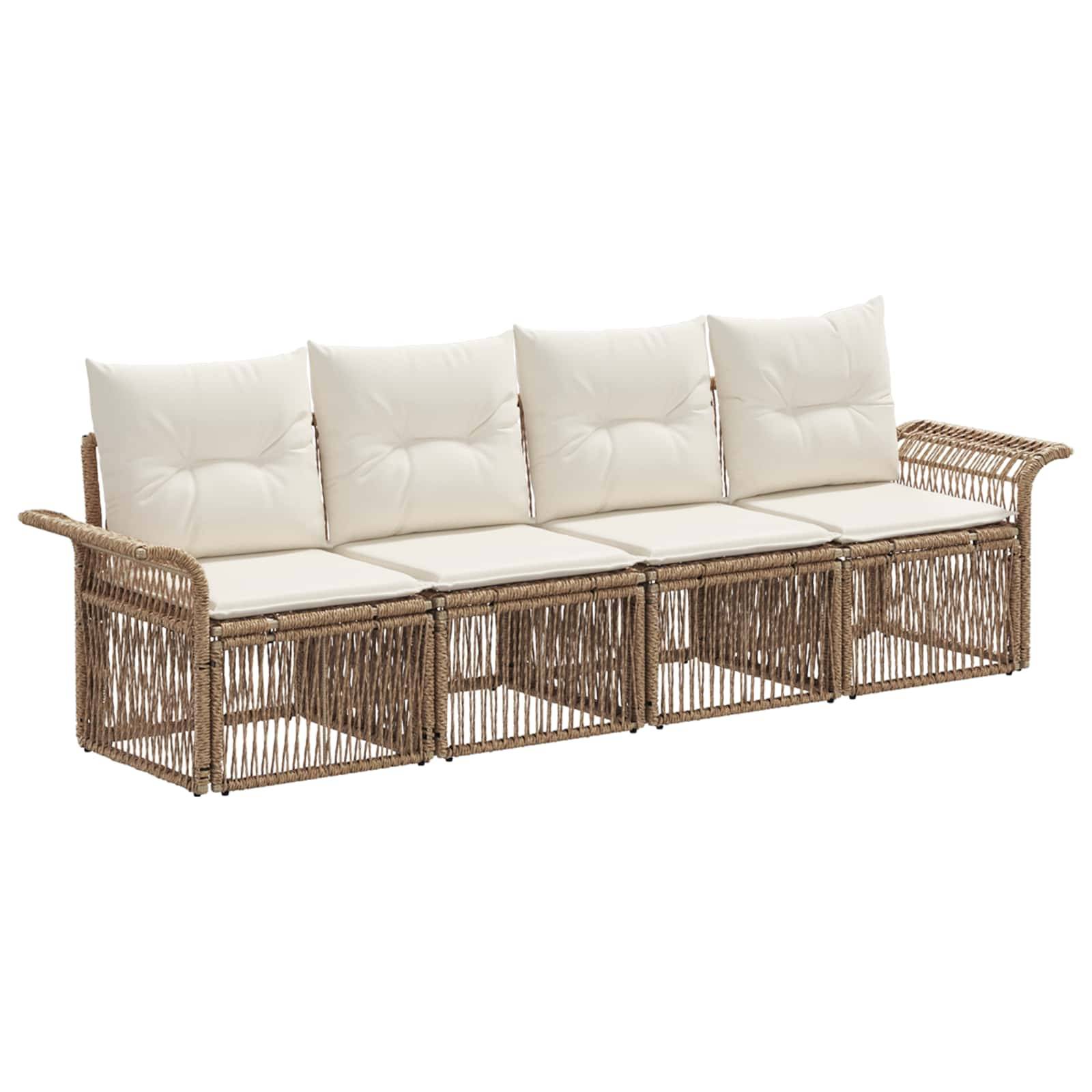 vidaXL Gartensofa-set 4 pcs Beige Poly-Rattan