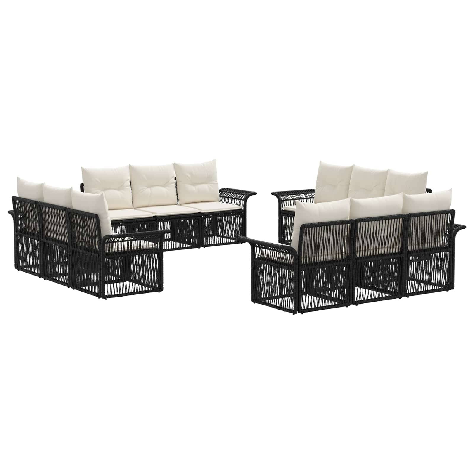vidaXL Gartensofa-set 12 pcs Schwarz Poly-Rattan
