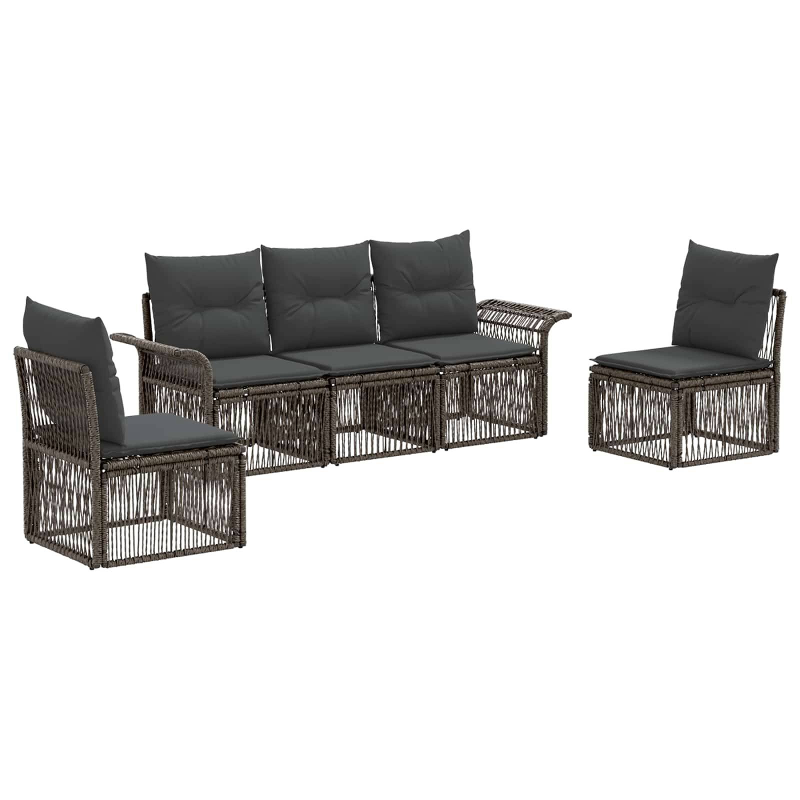 vidaXL Gartensofa-set 5 pcs Grau Poly-Rattan