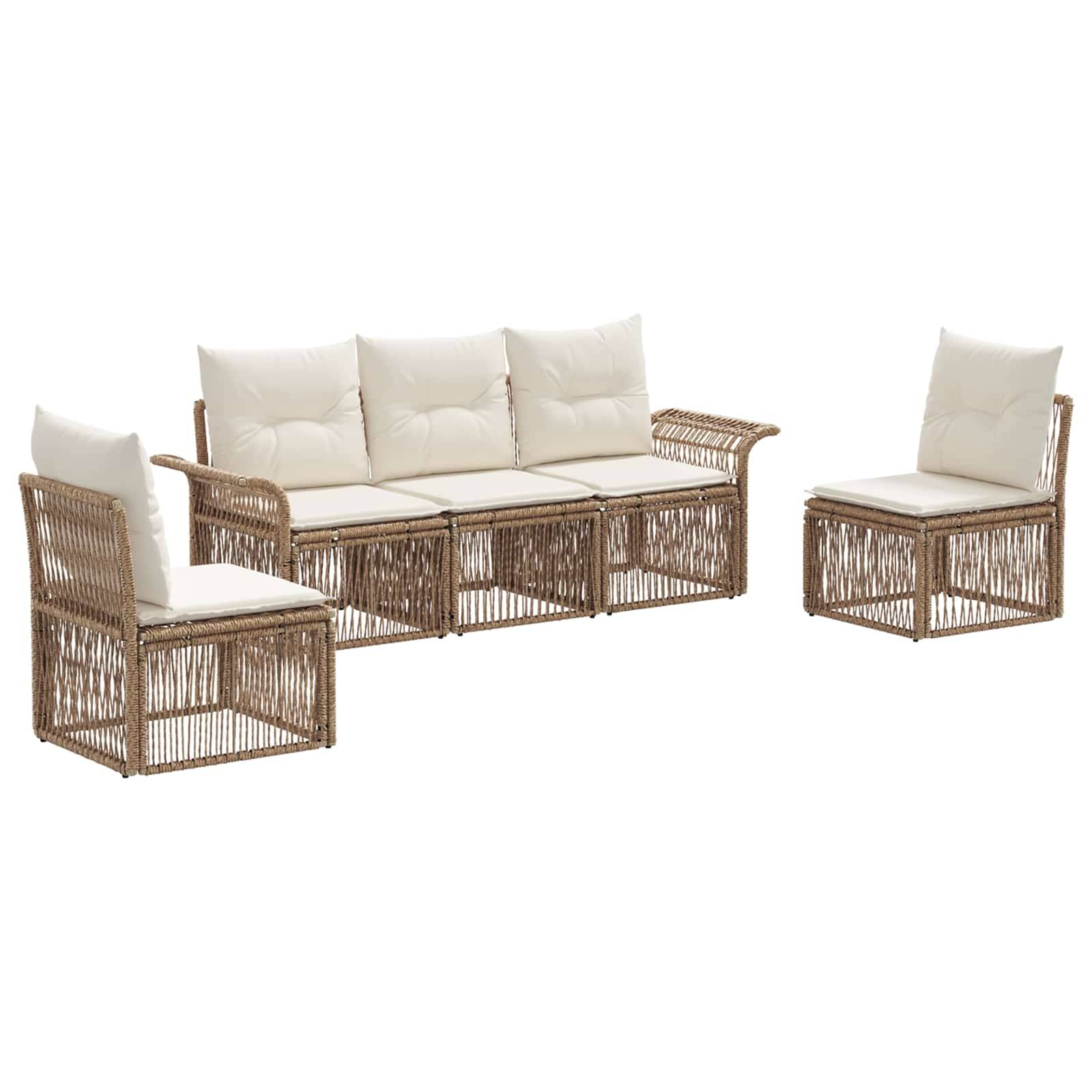 vidaXL Gartensofa-set 5 pcs Beige Poly-Rattan