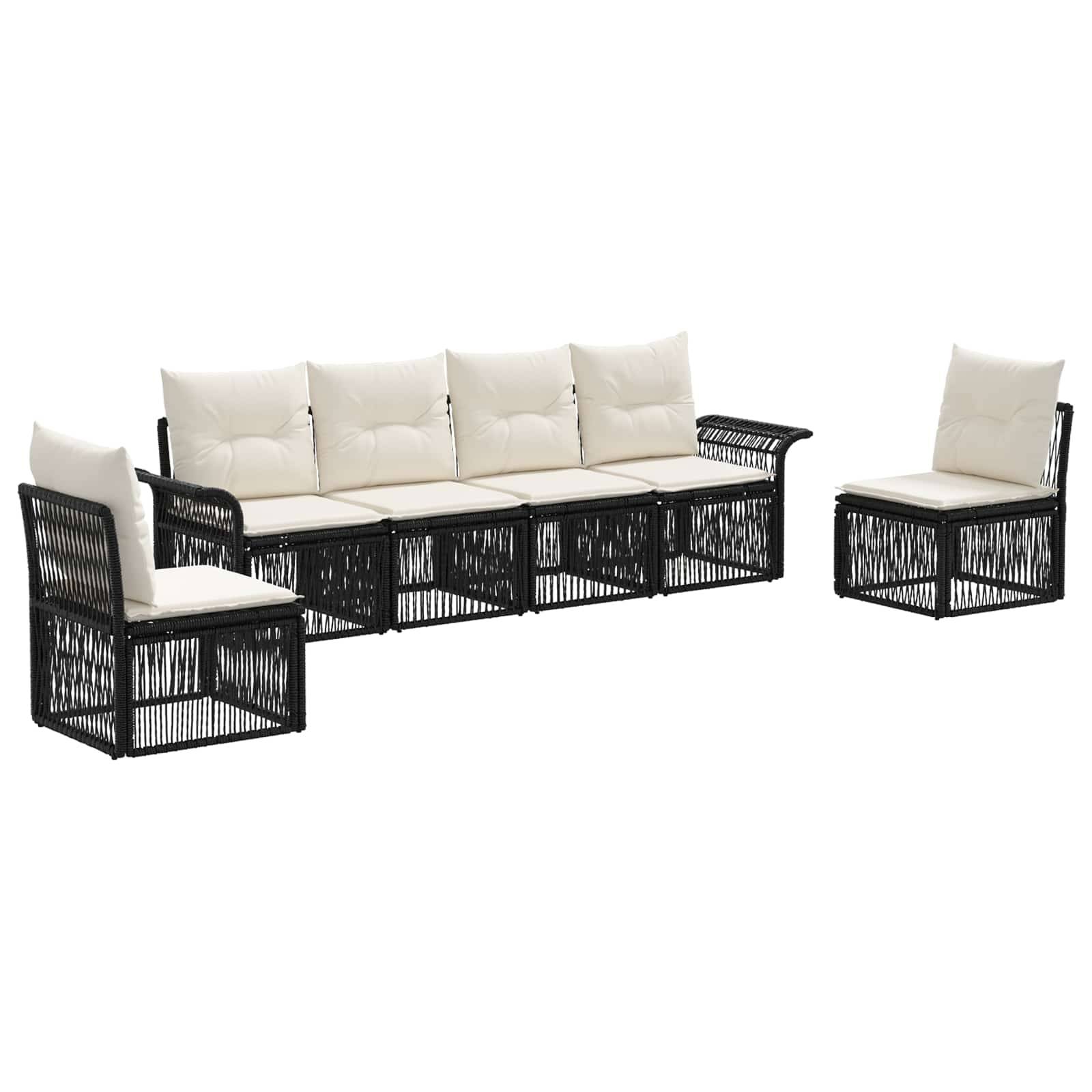 vidaXL Gartensofa-set 6 pcs Schwarz Poly-Rattan