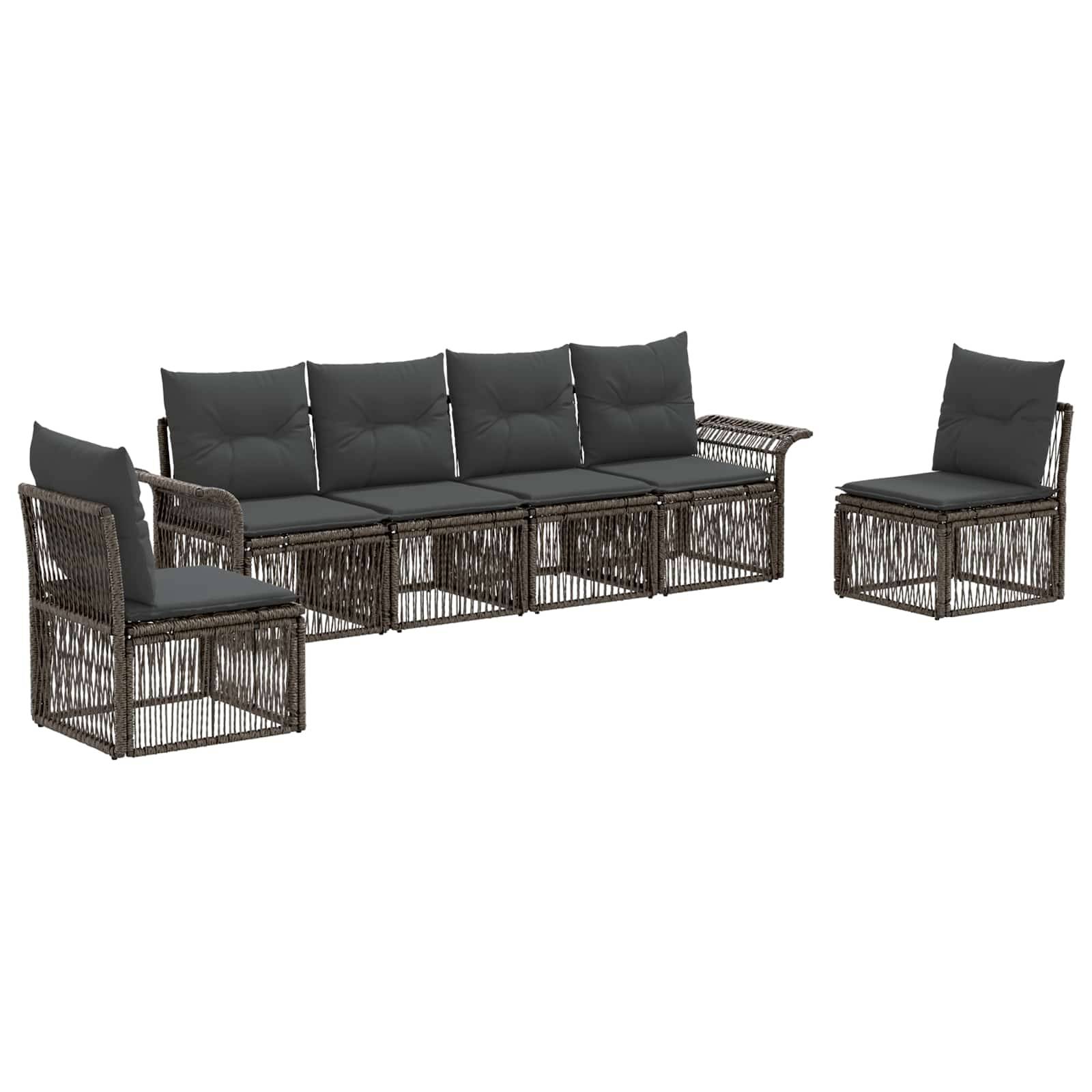 vidaXL Gartensofa-set 6 pcs Grau Poly-Rattan